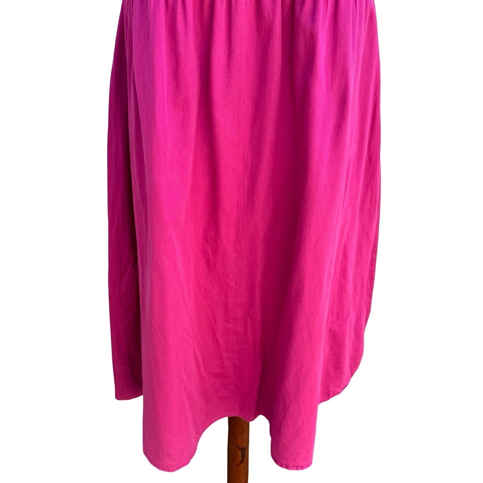 Autre Ton Fuchsia Pink 100% Cotton Empire Waist Sleeveless Midi Dress Sze T40 XL