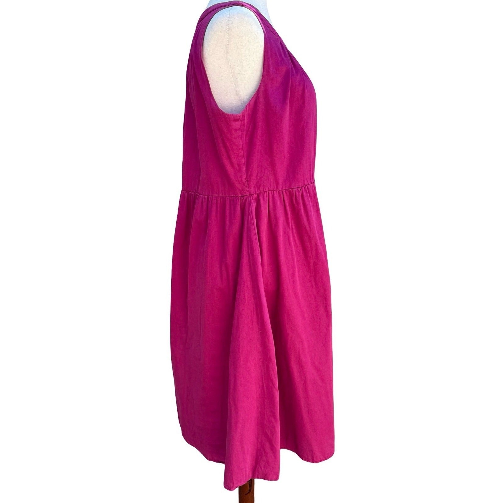 Autre Ton Fuchsia Pink 100% Cotton Empire Waist Sleeveless Midi Dress Sze T40 XL