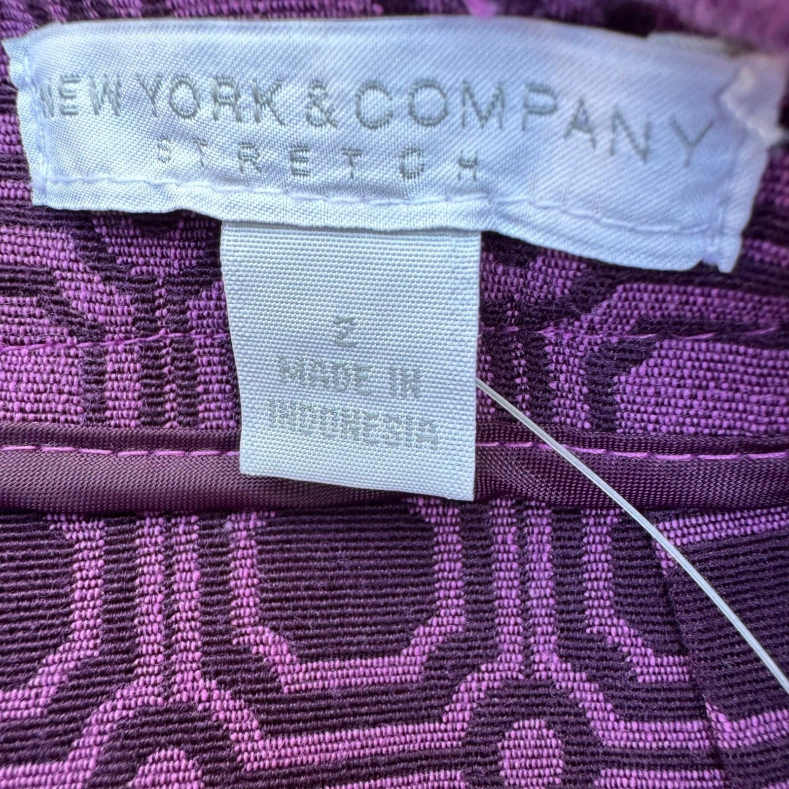 New York & Company Purple Geometric Jacquard Pencil Skirt Grosgrain Trim Size 2