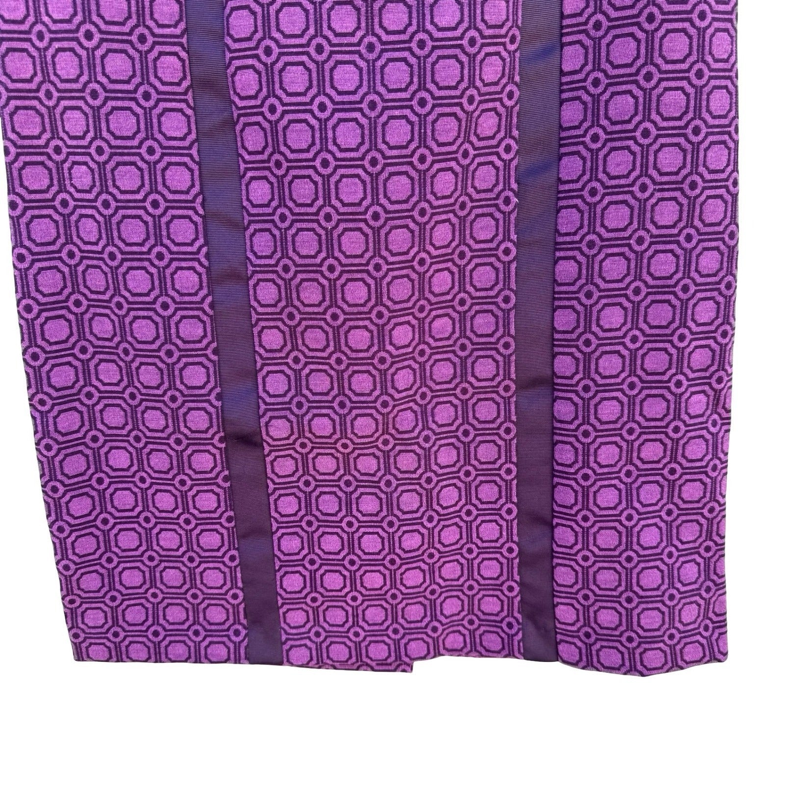 New York & Company Purple Geometric Jacquard Pencil Skirt Grosgrain Trim Size 2