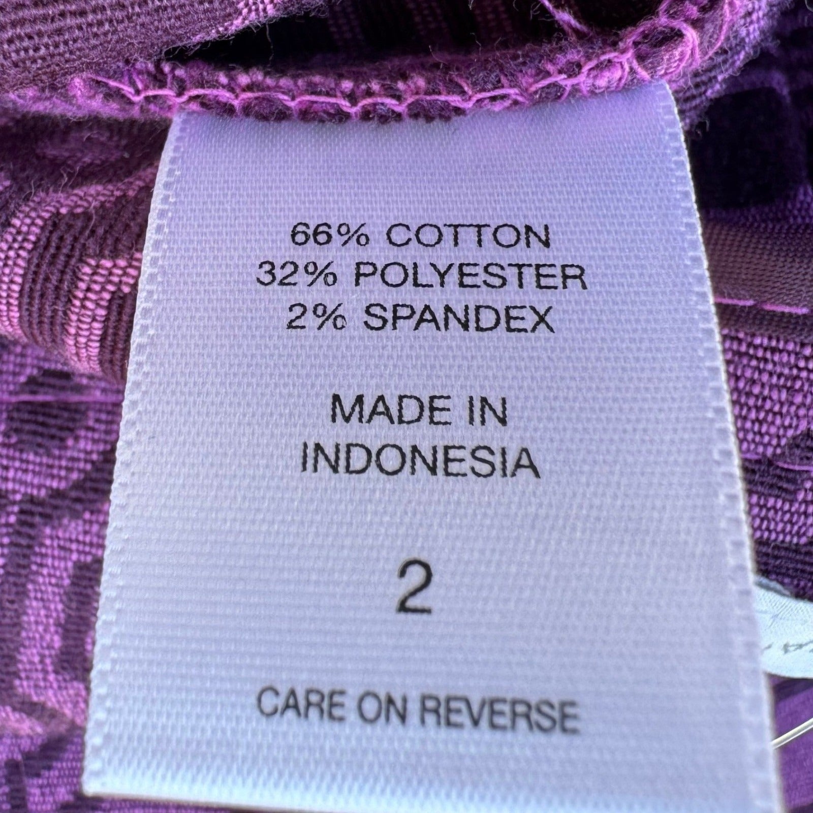 New York & Company Purple Geometric Jacquard Pencil Skirt Grosgrain Trim Size 2