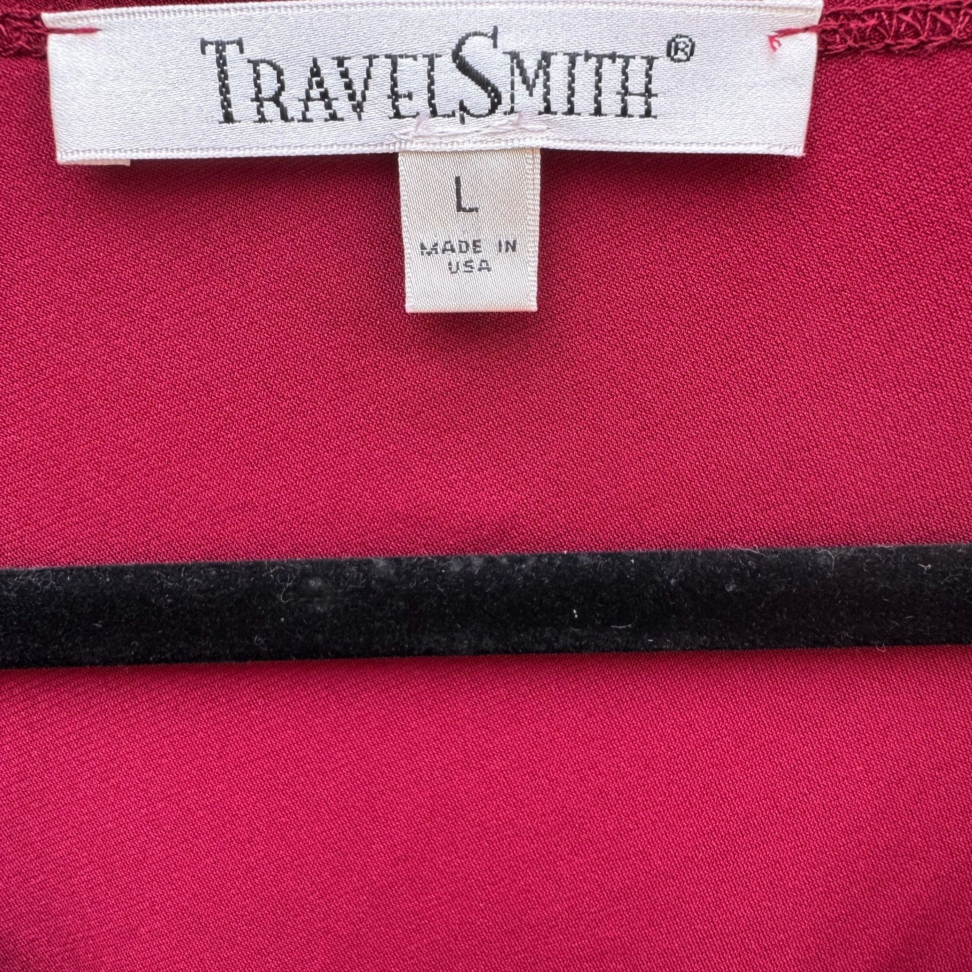 TravelSmith Womens Draped Cowl Neck Sleeveless Side Ruched Blouse Top Red L