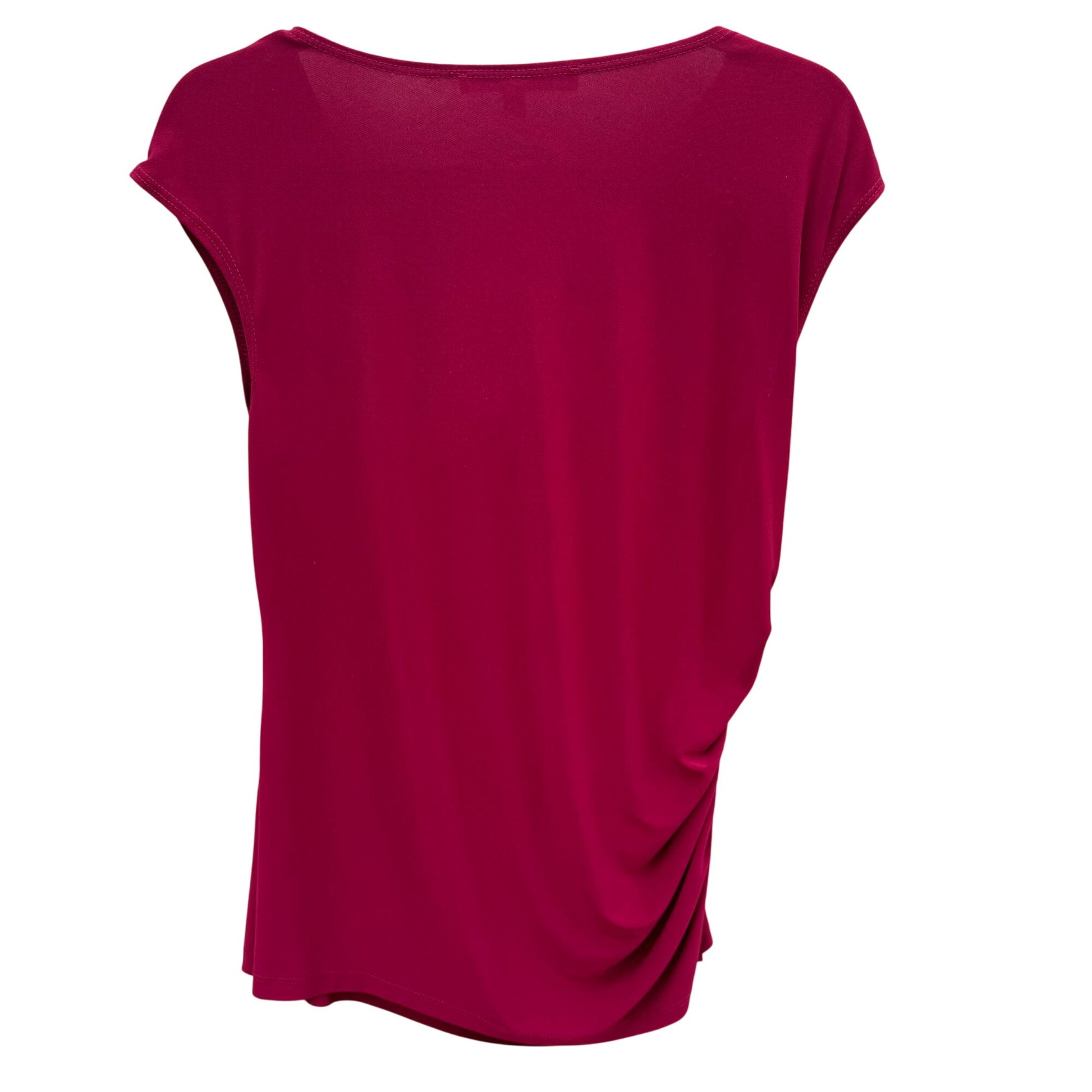 TravelSmith Womens Draped Cowl Neck Sleeveless Side Ruched Blouse Top Red L