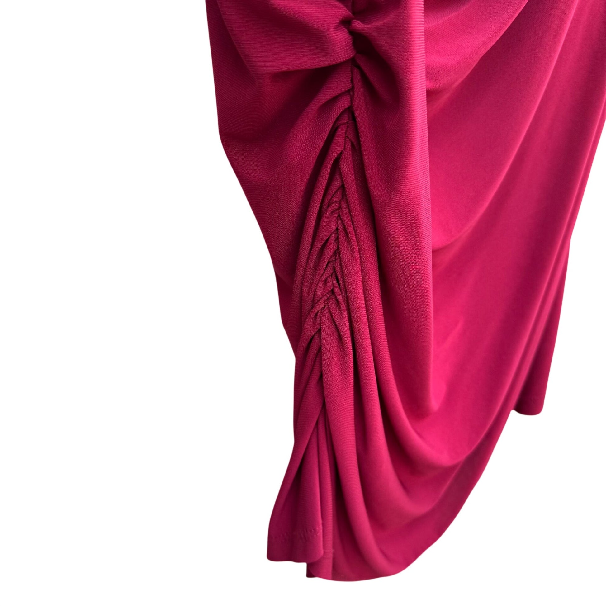 TravelSmith Womens Draped Cowl Neck Sleeveless Side Ruched Blouse Top Red L