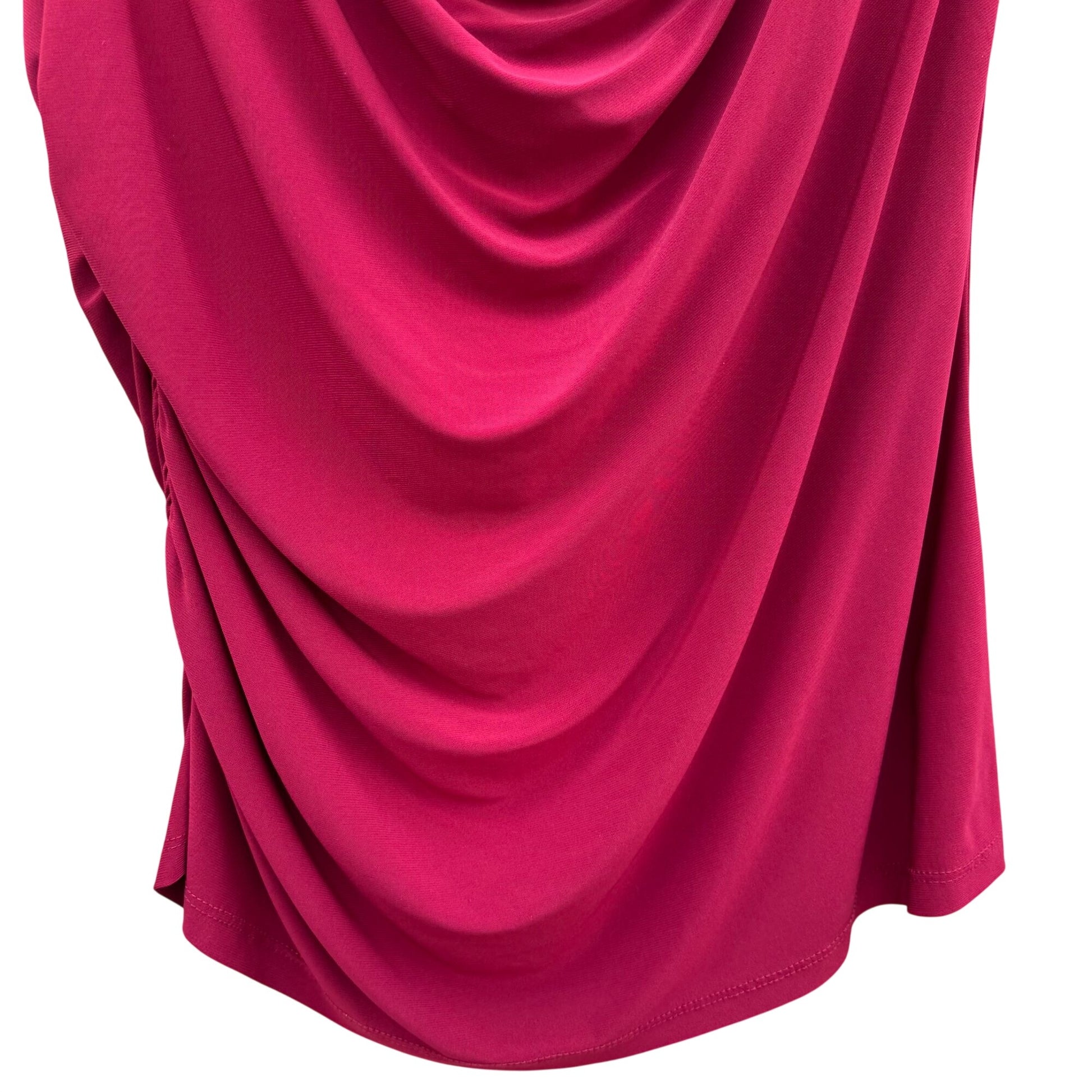 TravelSmith Womens Draped Cowl Neck Sleeveless Side Ruched Blouse Top Red L