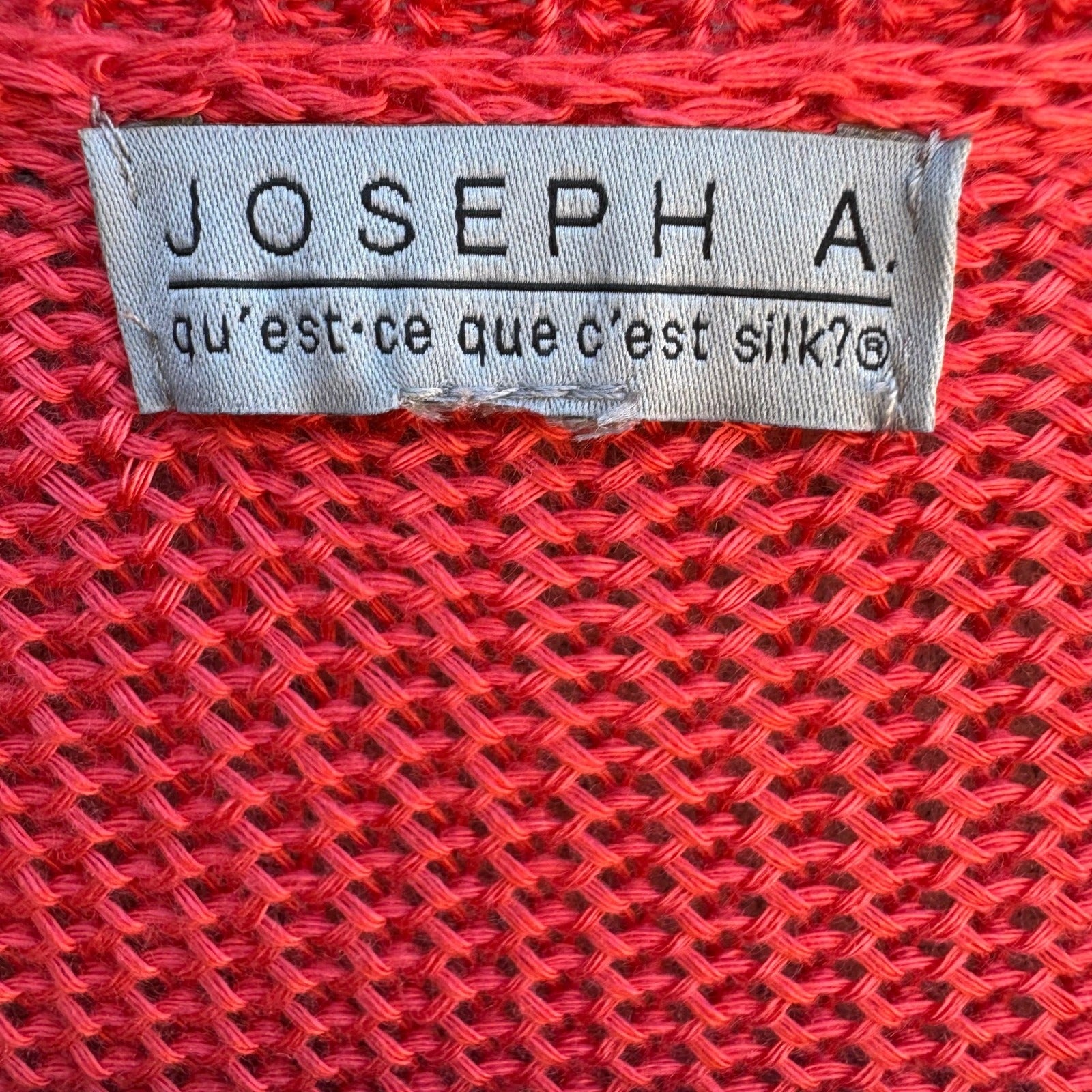Joseph A Boho Coral Airy Crochet Chevron Open Knit Pointelle Cardigan Sweater L