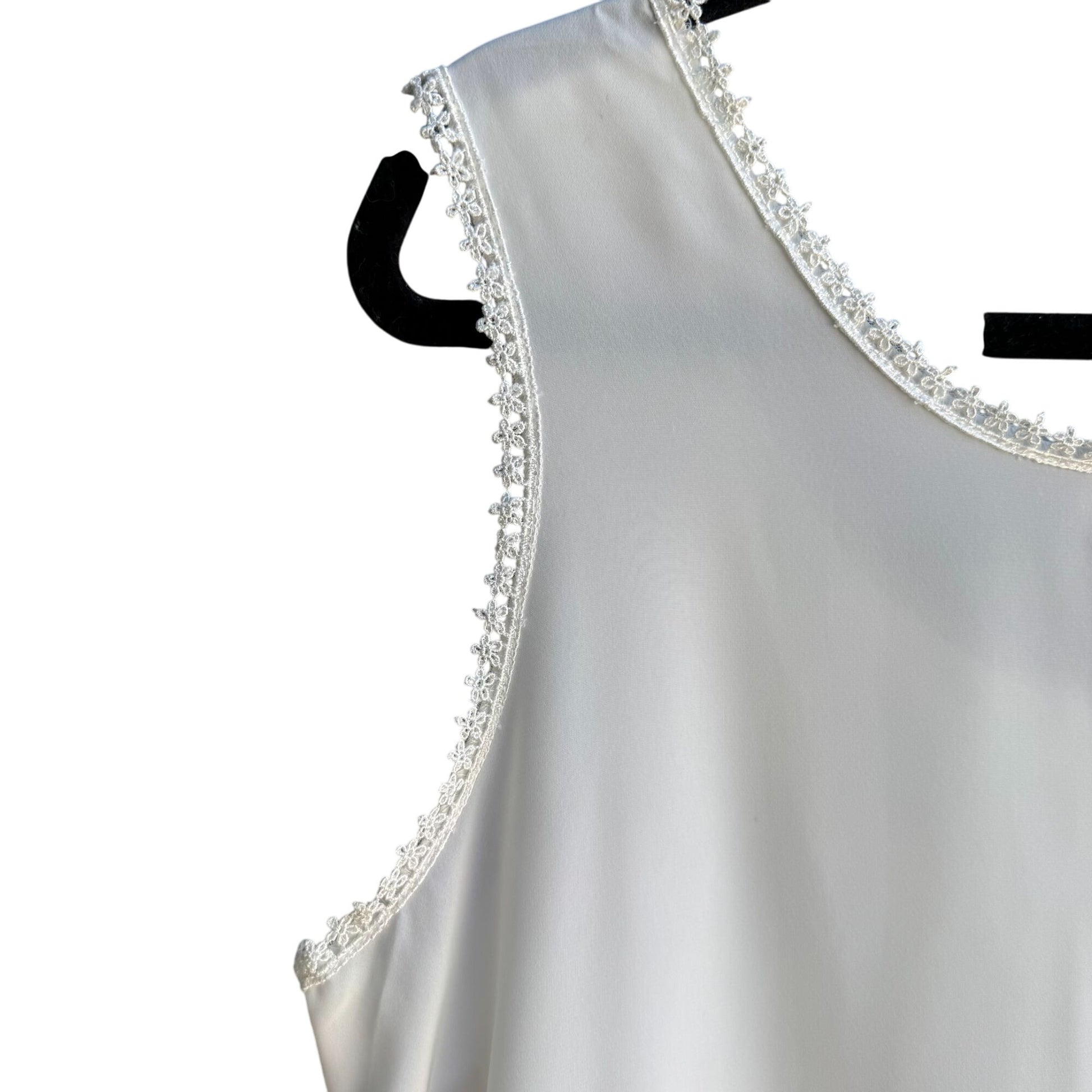 Impressions Of California Vintage Womens White Lace Sleeveless Scoop Neck Top