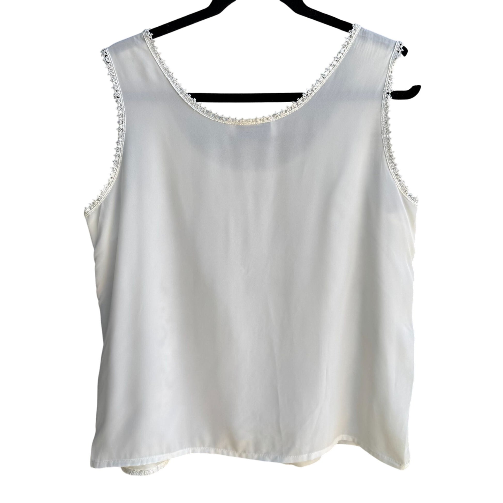 Impressions Of California Vintage Womens White Lace Sleeveless Scoop Neck Top