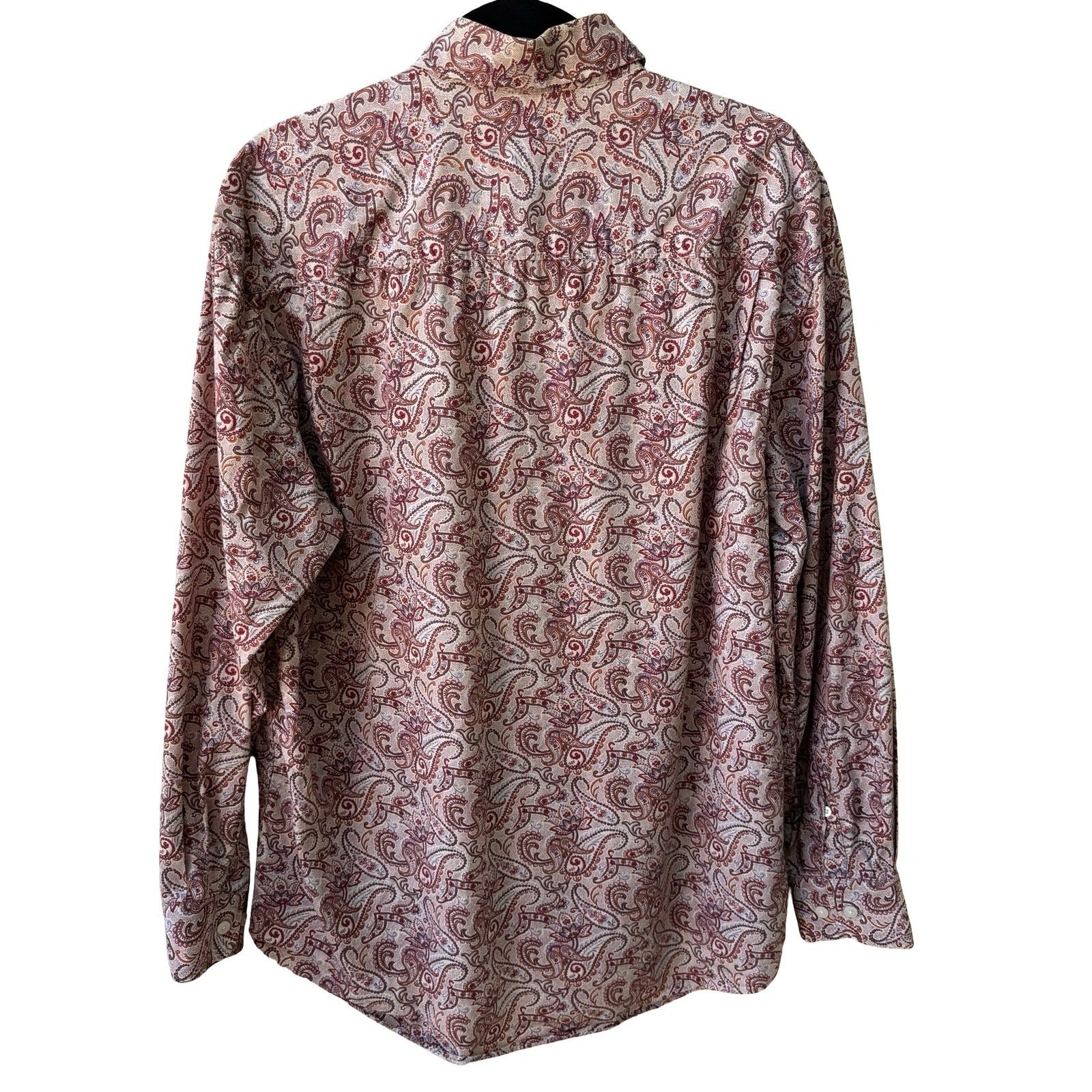 Alan Flusser 90s Style Boho Academic Paisley Earthy Preppy Cotton Shirt Mens L