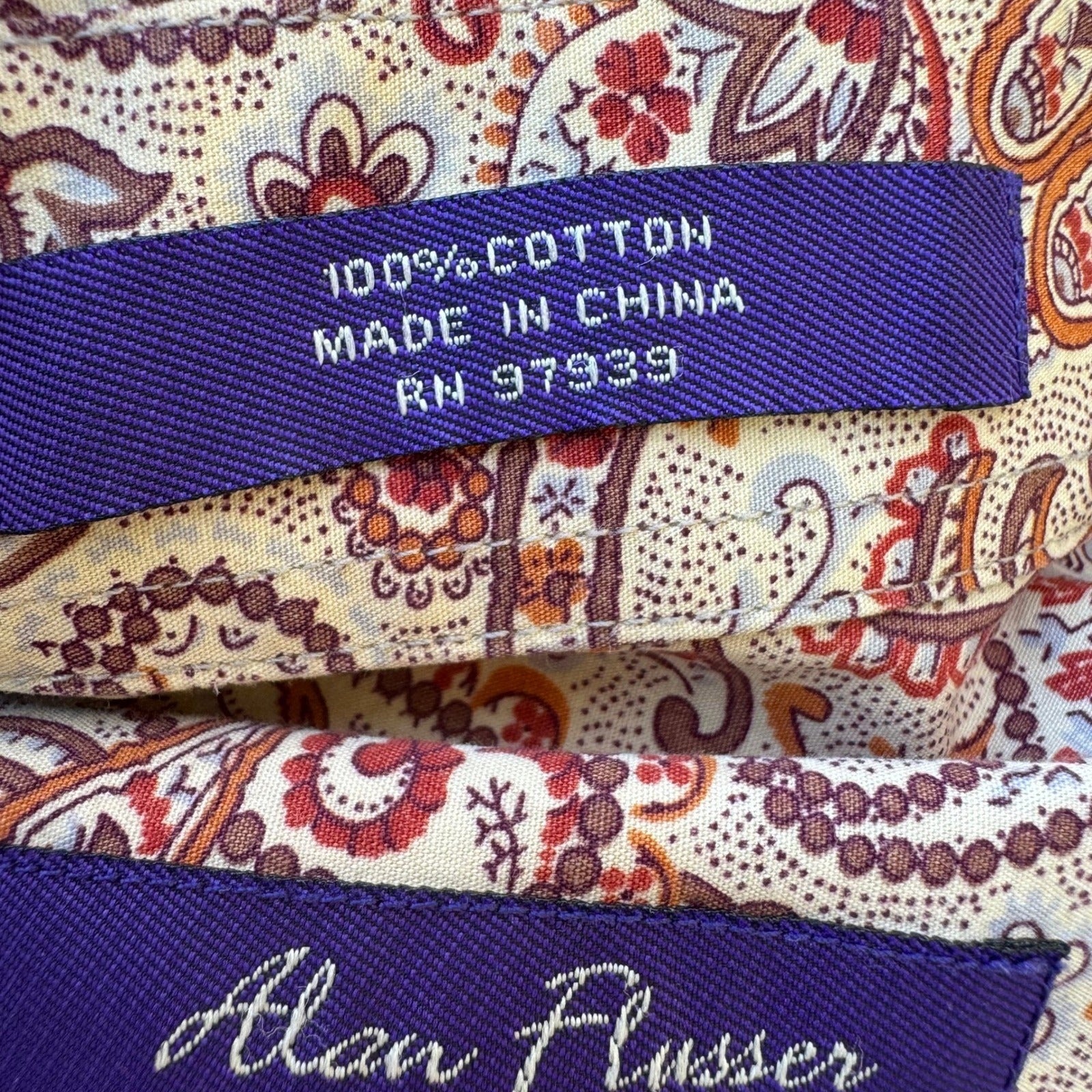 Alan Flusser 90s Style Boho Academic Paisley Earthy Preppy Cotton Shirt Mens L