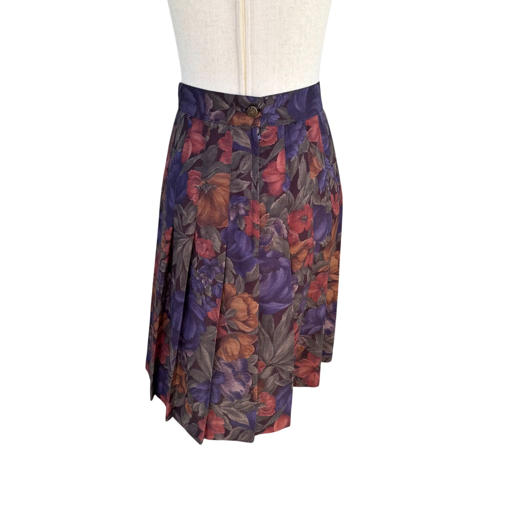 Toni Garment CC Magic Vintage Floral Button Up Pleated Jewel Tone Blazer Skirt S