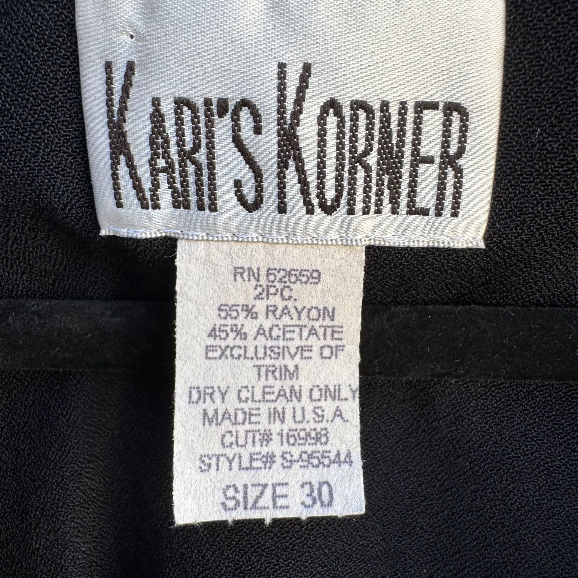 Karis Korner Vintage Womens Black Gold Collar Double Breasted Button Blouse 30