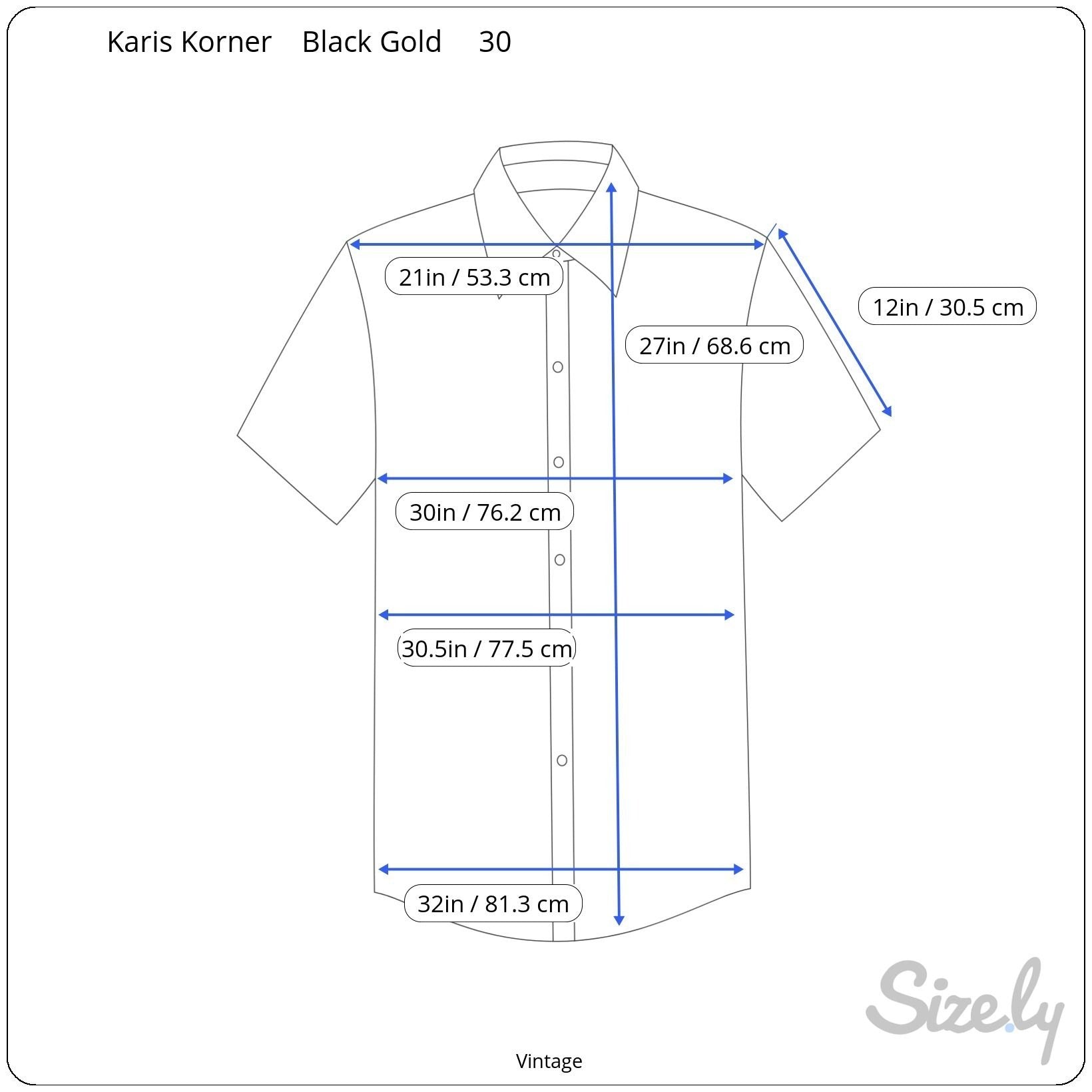 Karis Korner Vintage Womens Black Gold Collar Double Breasted Button Blouse 30