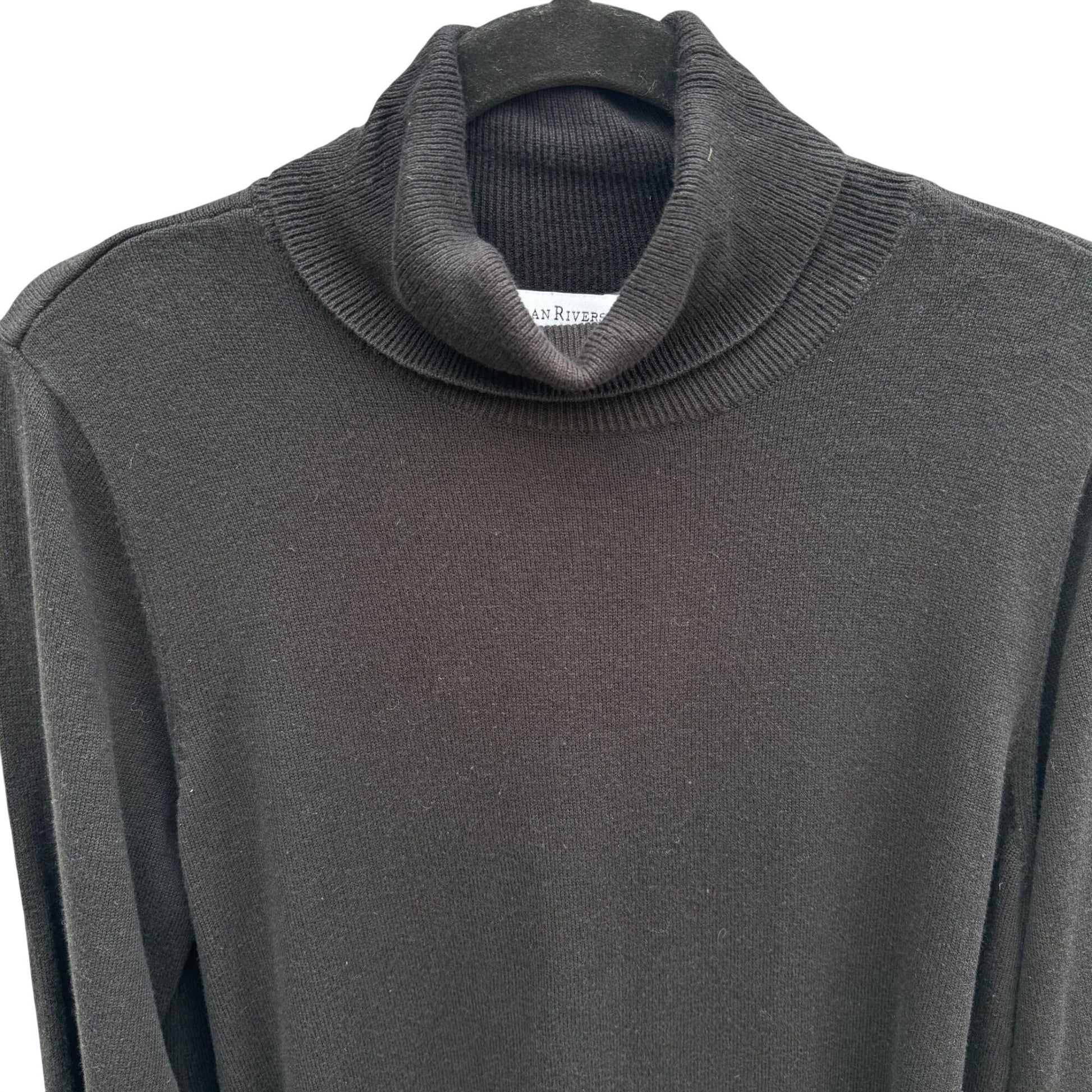 Joan Rivers Womens Black Turtleneck Sweater L Soft Knit Pullover Long Sleeve