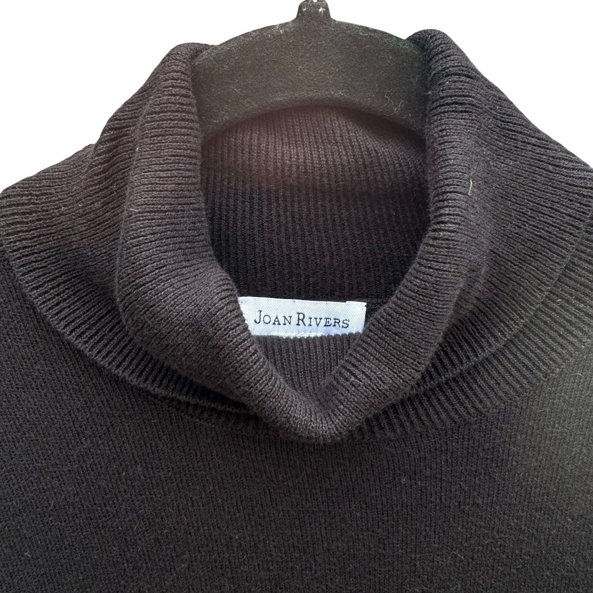 Joan Rivers Womens Black Turtleneck Sweater L Soft Knit Pullover Long Sleeve