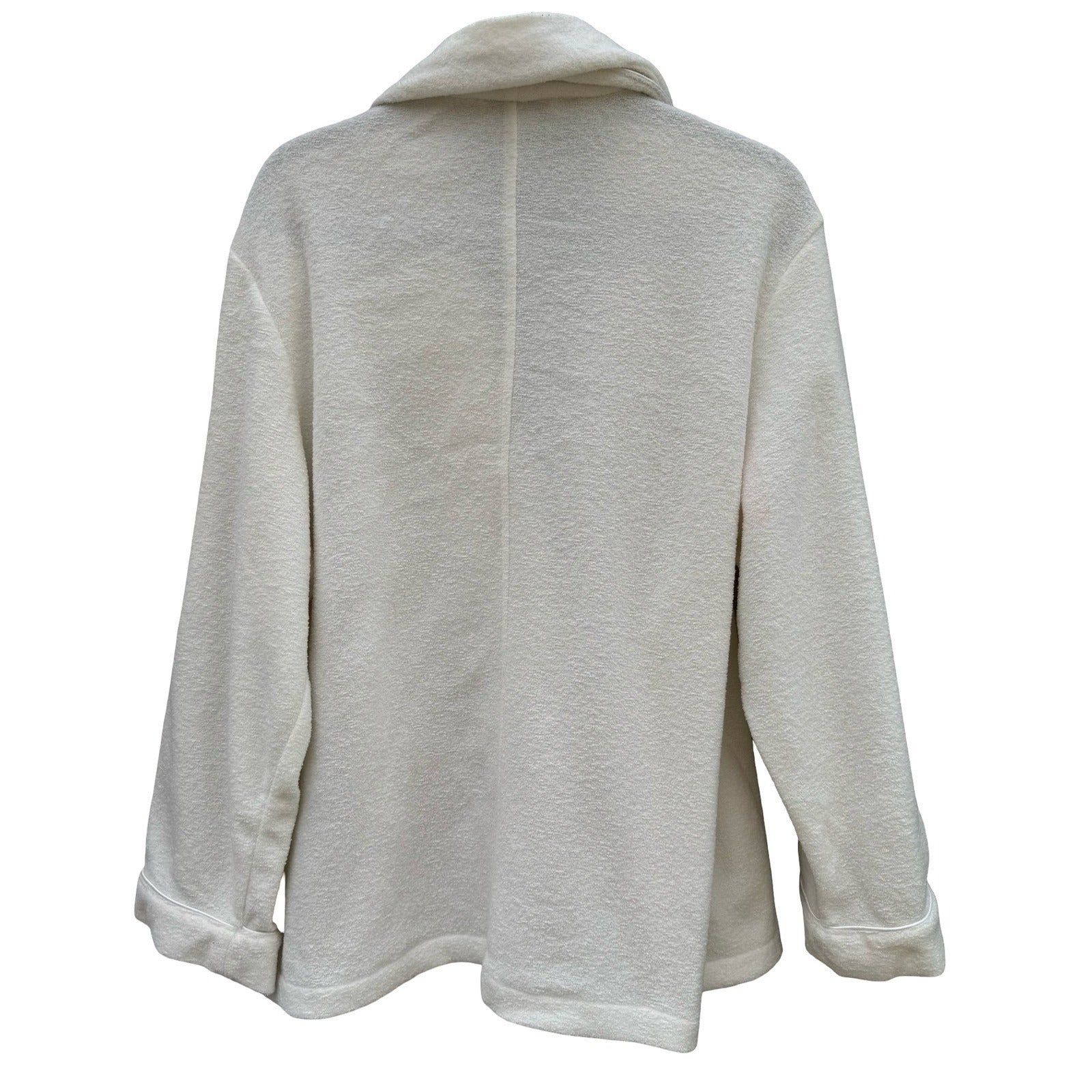Stephanie Seymour Cream Fleece Spa Robe Womens Medium NWT Shawl Collar Pockets