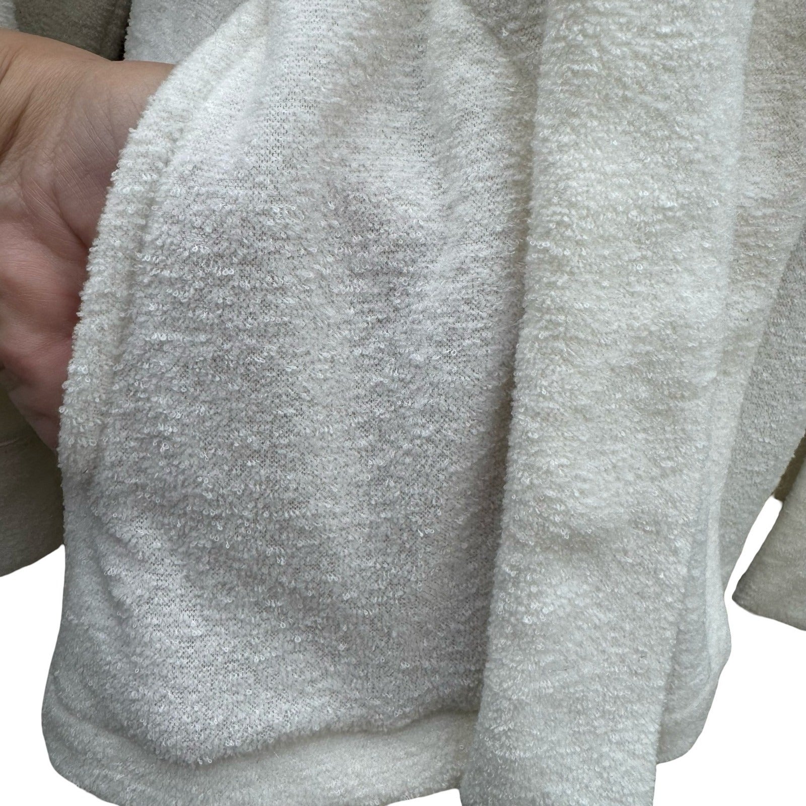 Stephanie Seymour Cream Fleece Spa Robe Womens Medium NWT Shawl Collar Pockets