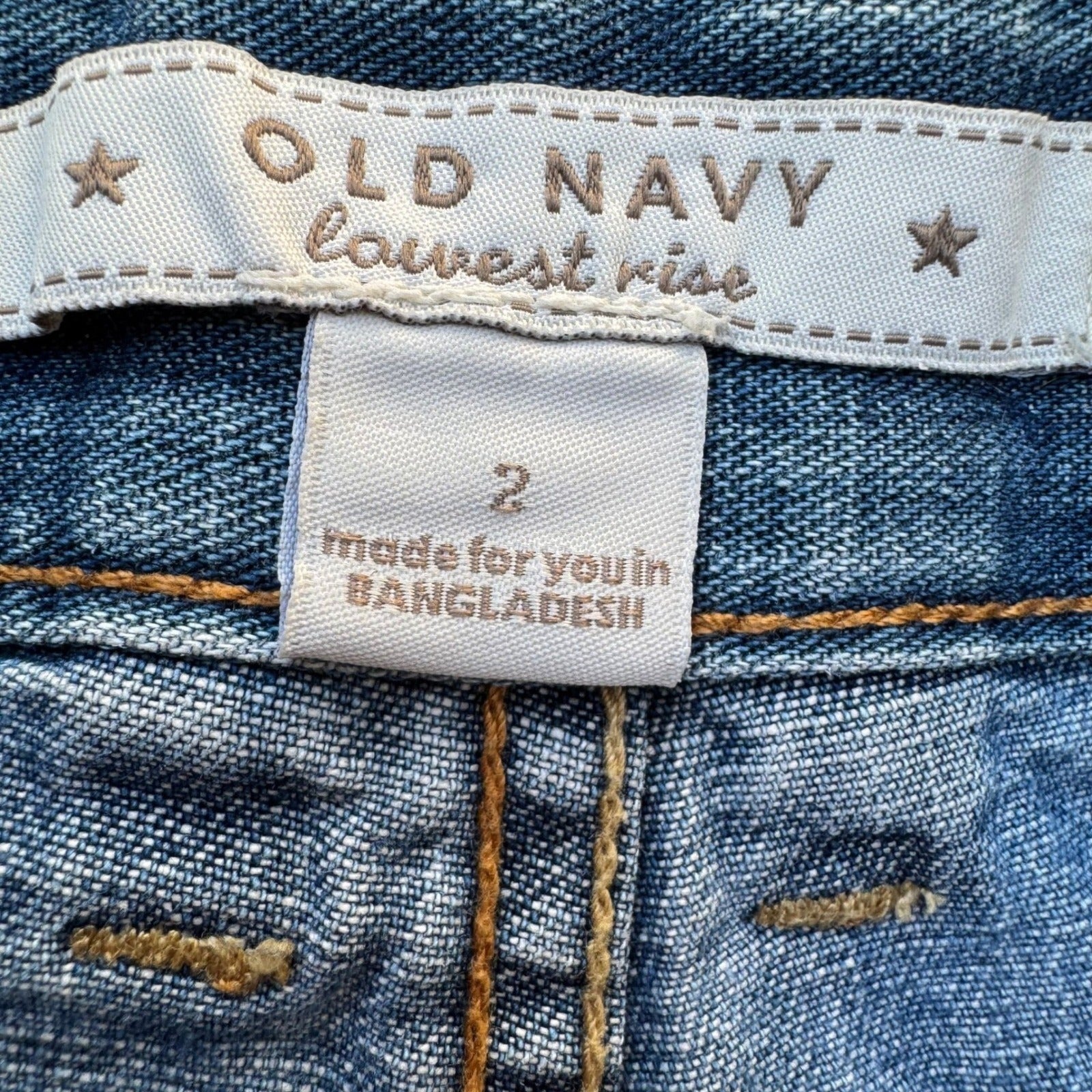 Old Navy Vintage Y2K Low Rise Denim Shorts Boho Festival Beachwear Blue Womens 2