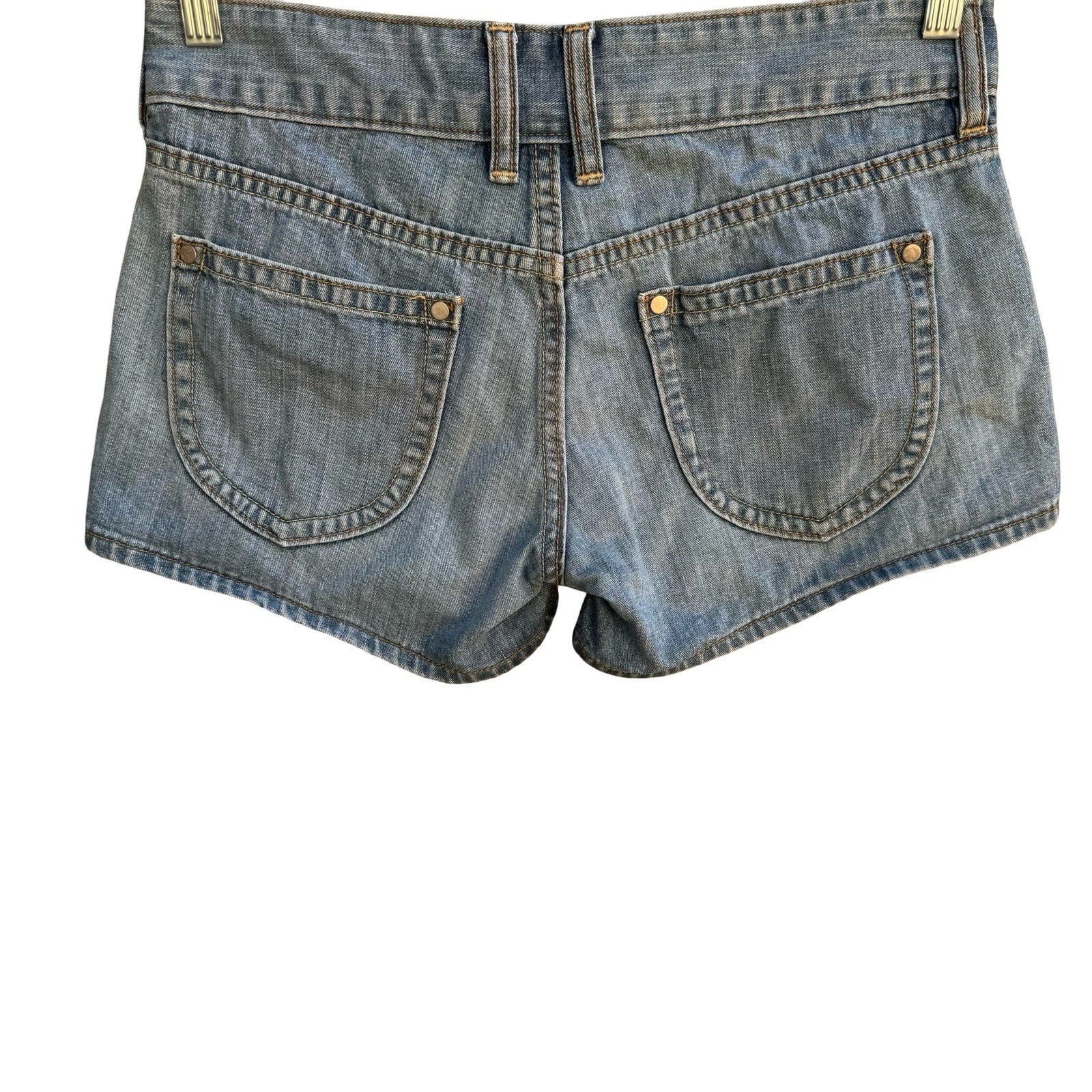 Old Navy Vintage Y2K Low Rise Denim Shorts Boho Festival Beachwear Blue Womens 2