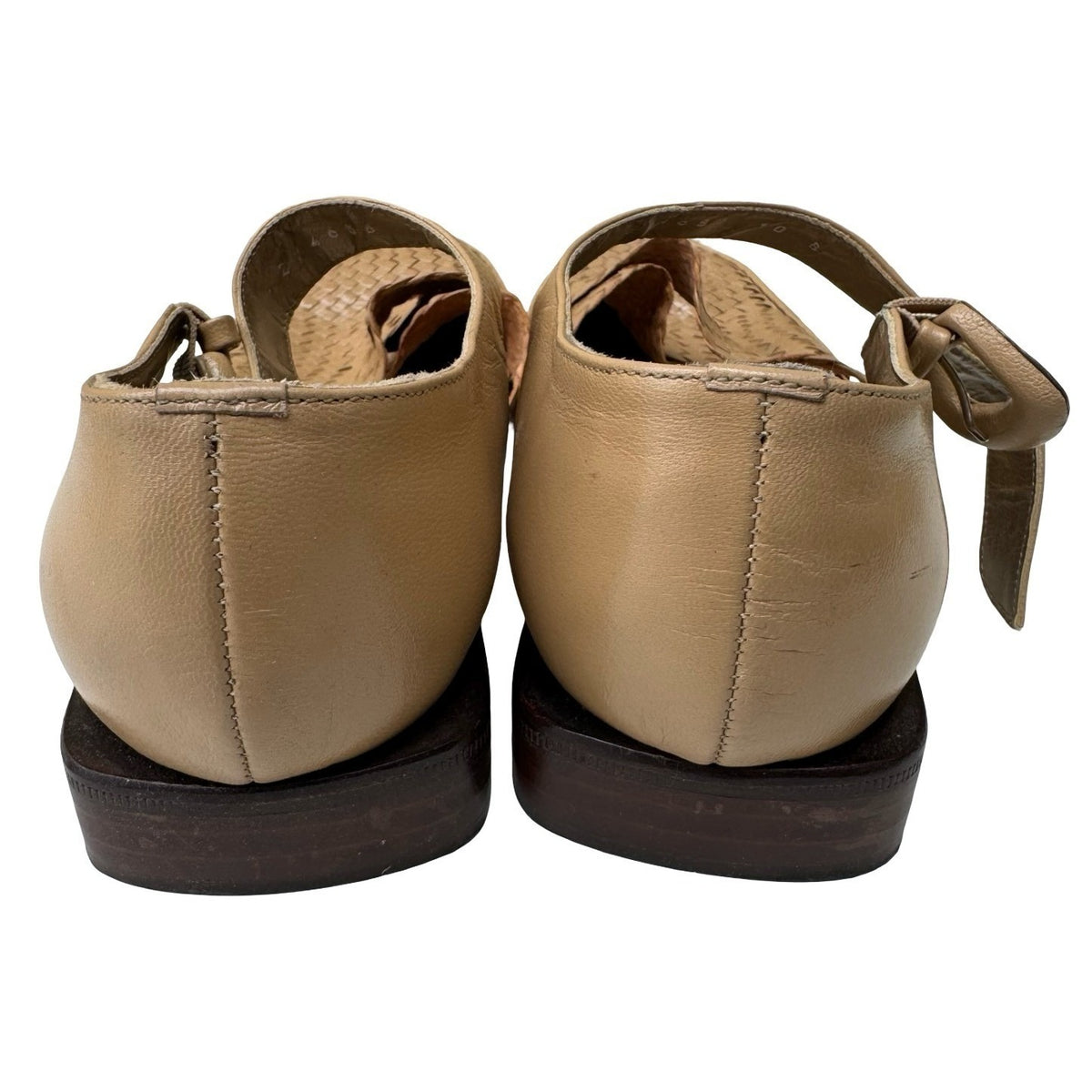 Stephane Kelian Woven French Leather Ankle Strap Parisian Sandals Tan Womens 7.5