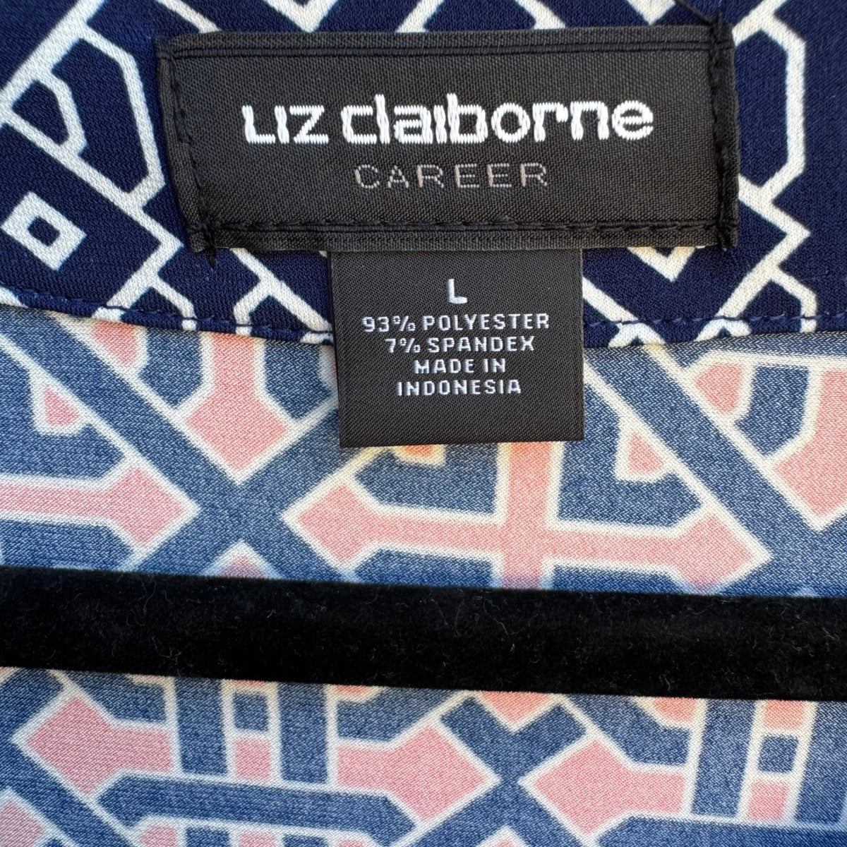 Liz Claiborne Careerwear Mod Preppy Geometric 3/4 Sleeve Jersey Shift Dress L
