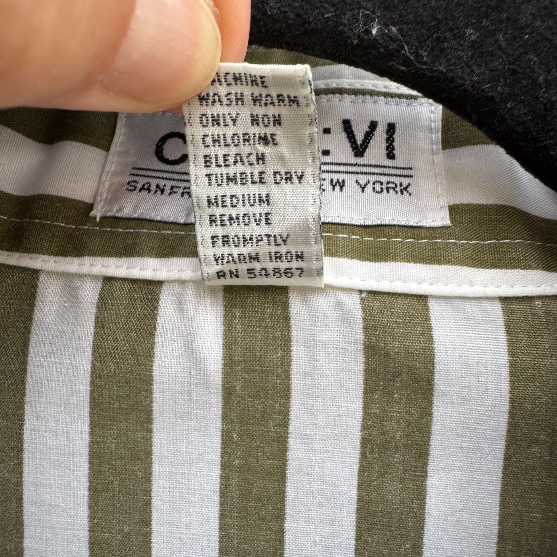 Code:Vi Vintage Womens Oversized Green White Striped Button-Up Preppy Shirt 38