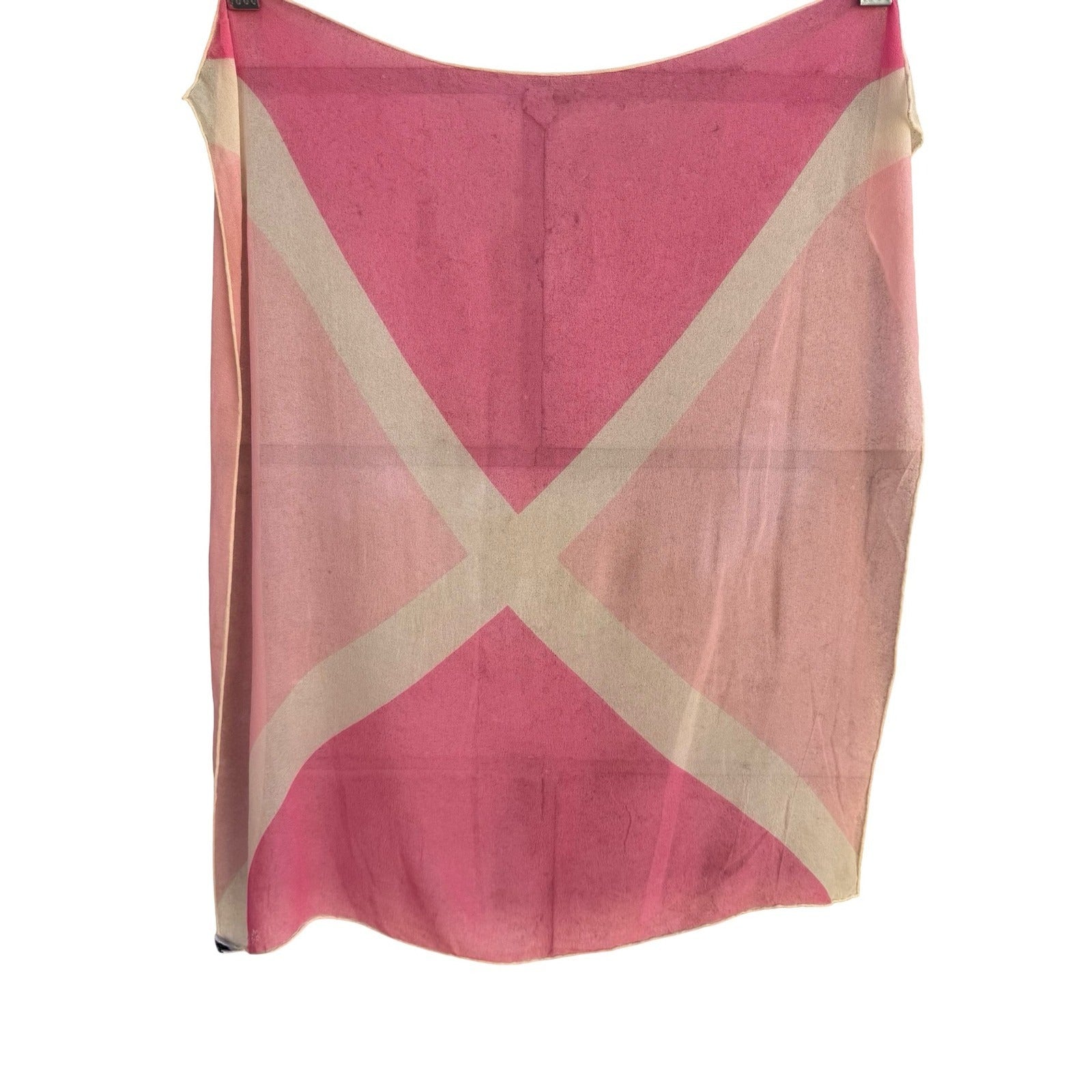 Vera Neumann Verasheer Vintage Scarf Pink Geometric Silk Rayon Hand Rolled Japan