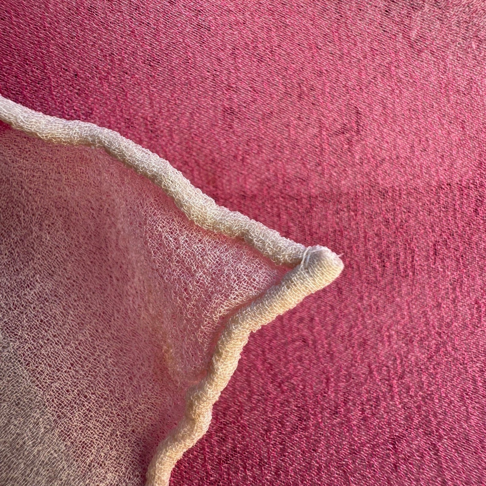 Vera Neumann Verasheer Vintage Scarf Pink Geometric Silk Rayon Hand Rolled Japan