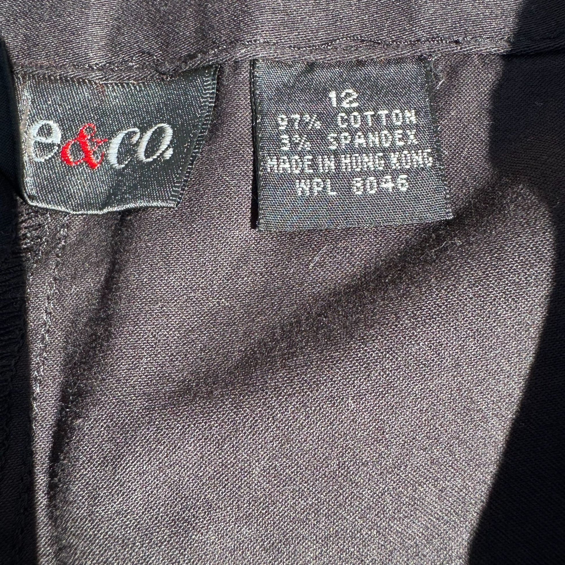 Style & Co Womens Black Teal Floral Embroidered Top Cropped Stretch Pants Set L