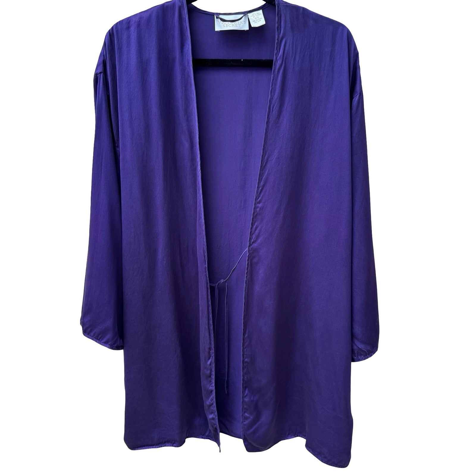 Victorias Secret Vintage Gold Label 100% Silk Robe Purple Kimono Loungewear P/S