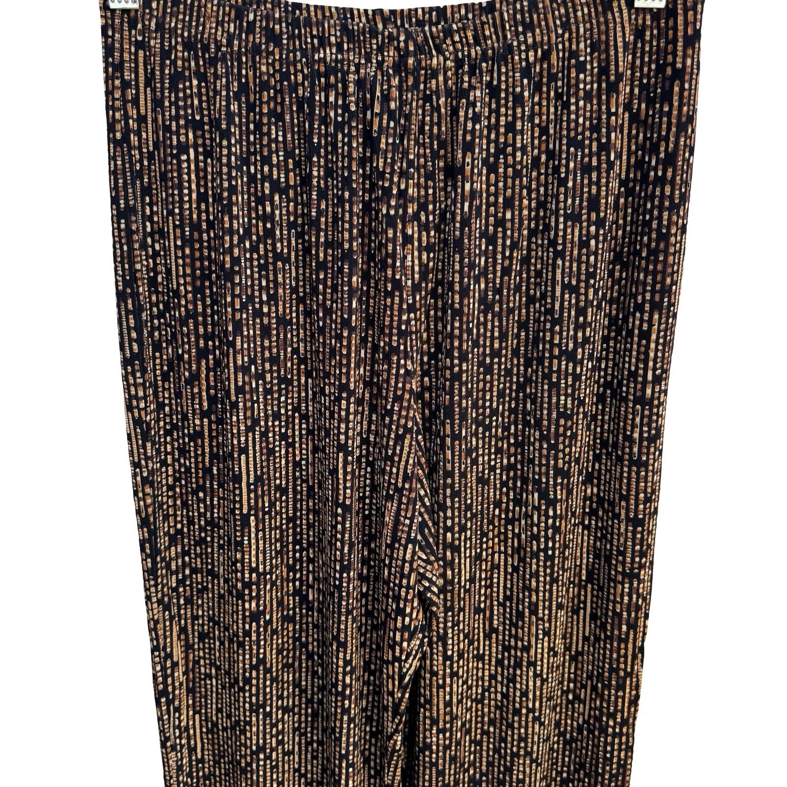 Coldwater Creek Womens Medium Wide Leg Pants Brown Black Striped Elastic Waist