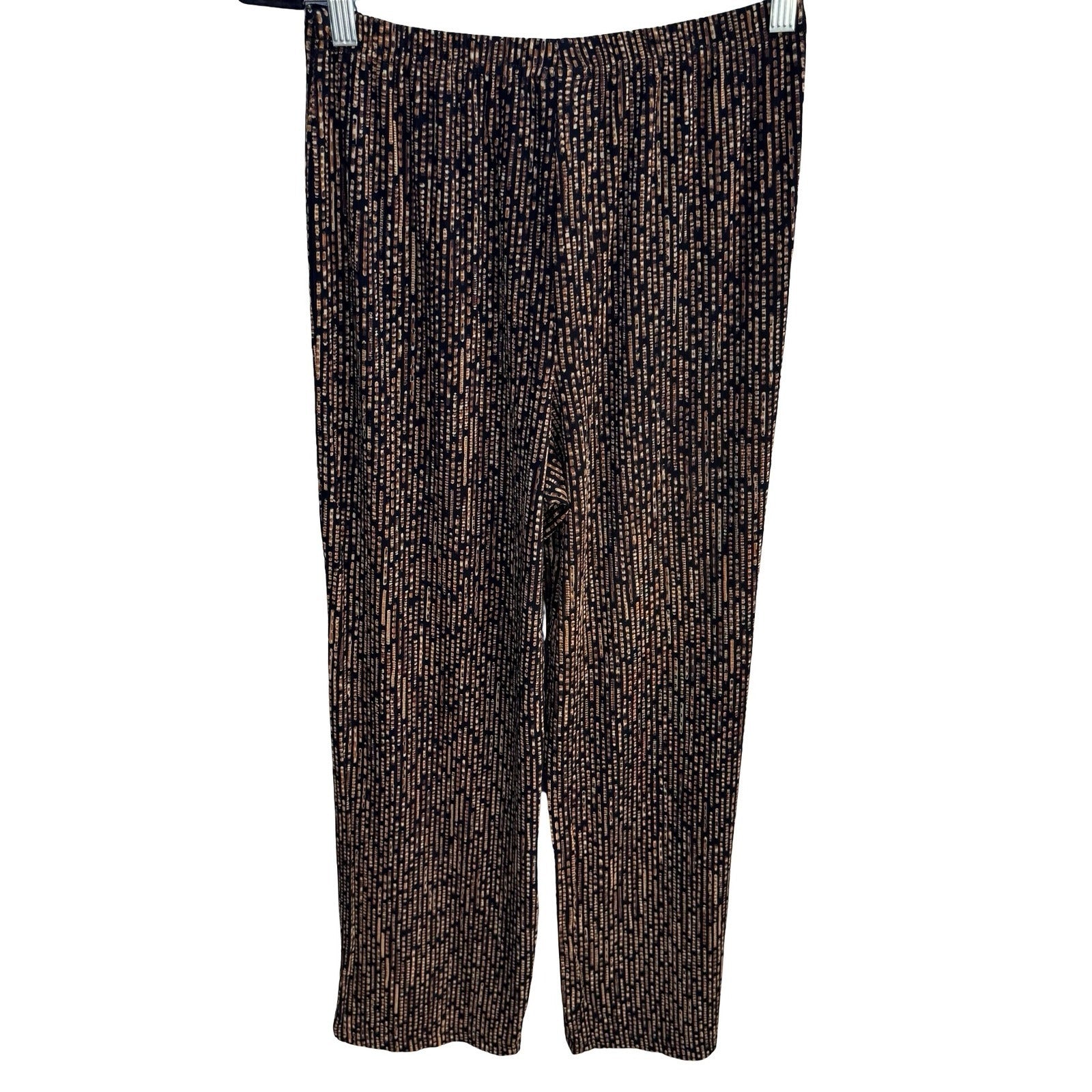Coldwater Creek Womens Medium Wide Leg Pants Brown Black Striped Elastic Waist