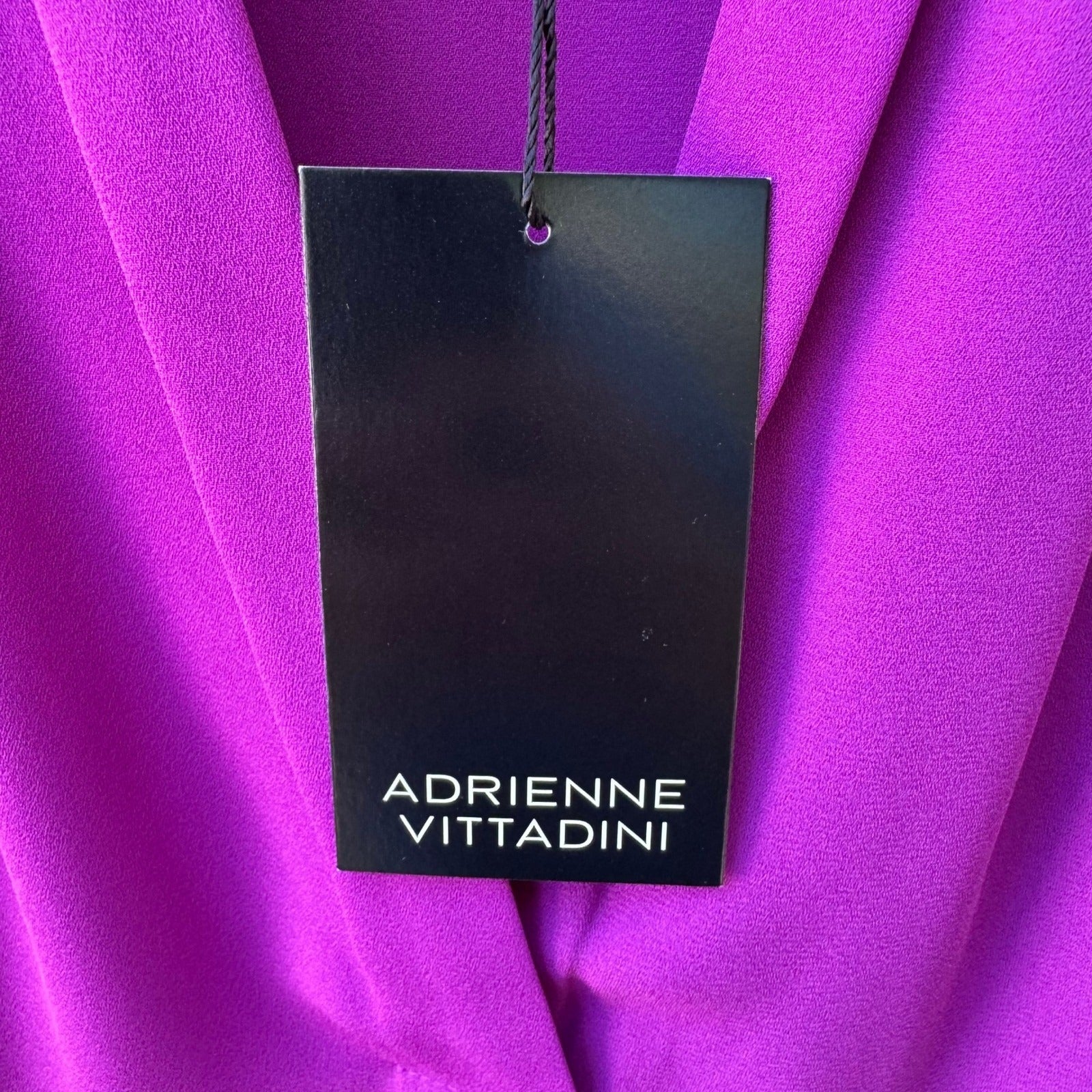 Adrienne Vittadini Professional Minimalist Sleeveless Pleated Neck Blouse L NEW