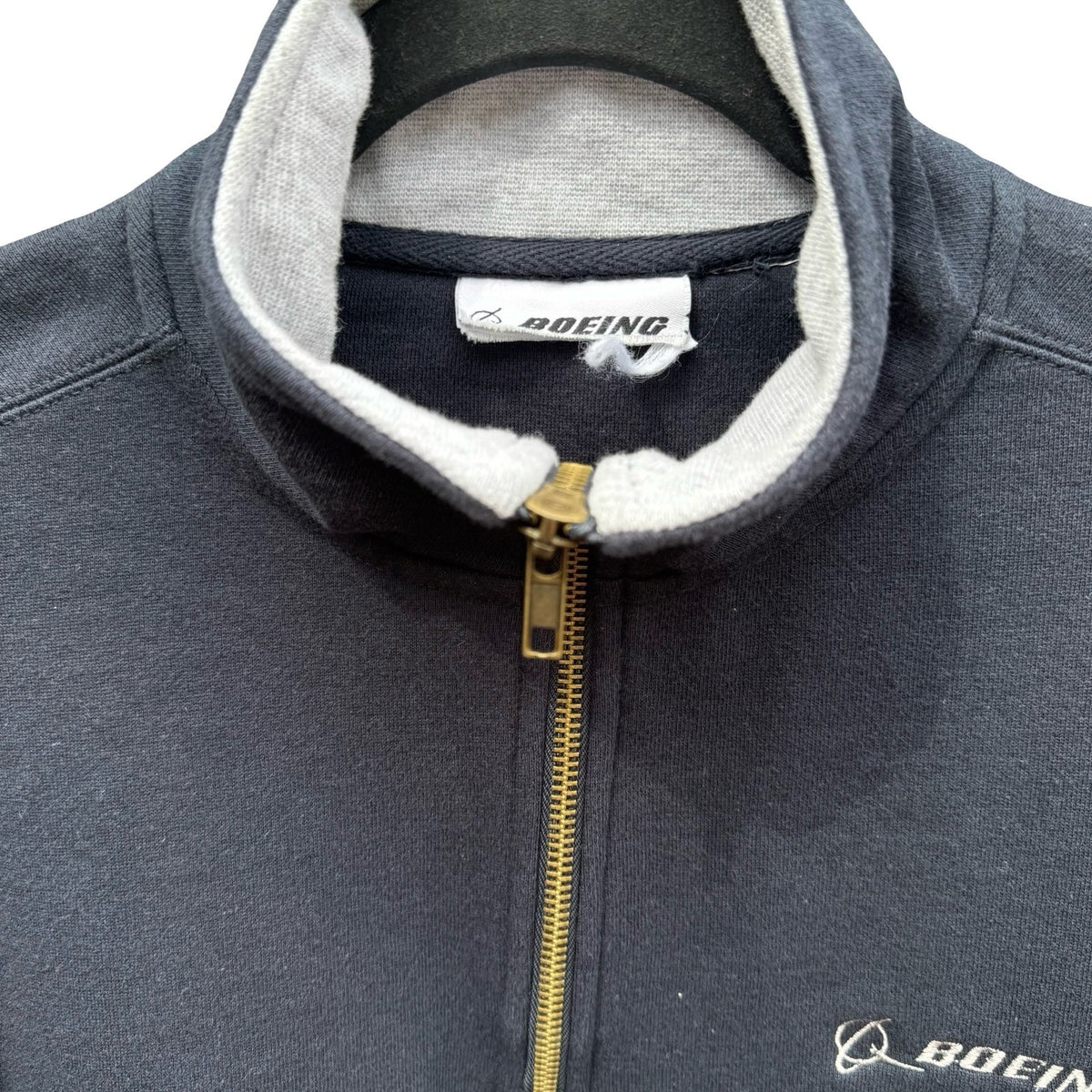 Boeing Vintage Aviation Quarter Zip Pullover Sweatshirt Embroidered Logo Mens L