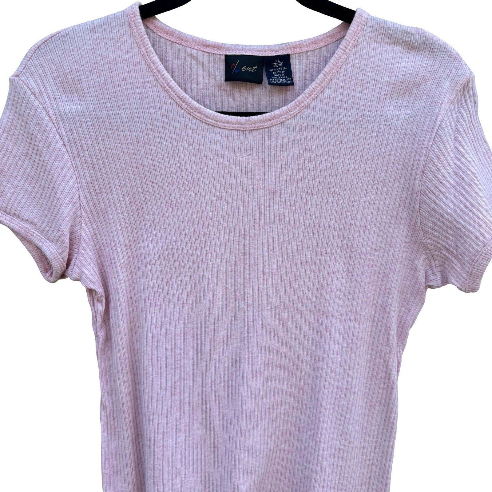 Ent 90s Y2K Pastel Pink Ribbed Baby Tee Short Sleeve Top XL Soft Girl Balletcore