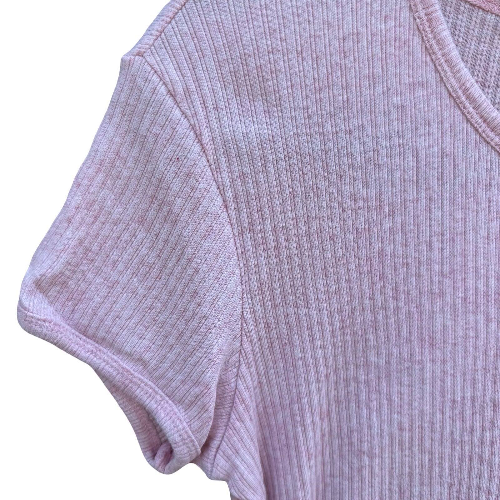 Ent 90s Y2K Pastel Pink Ribbed Baby Tee Short Sleeve Top XL Soft Girl Balletcore