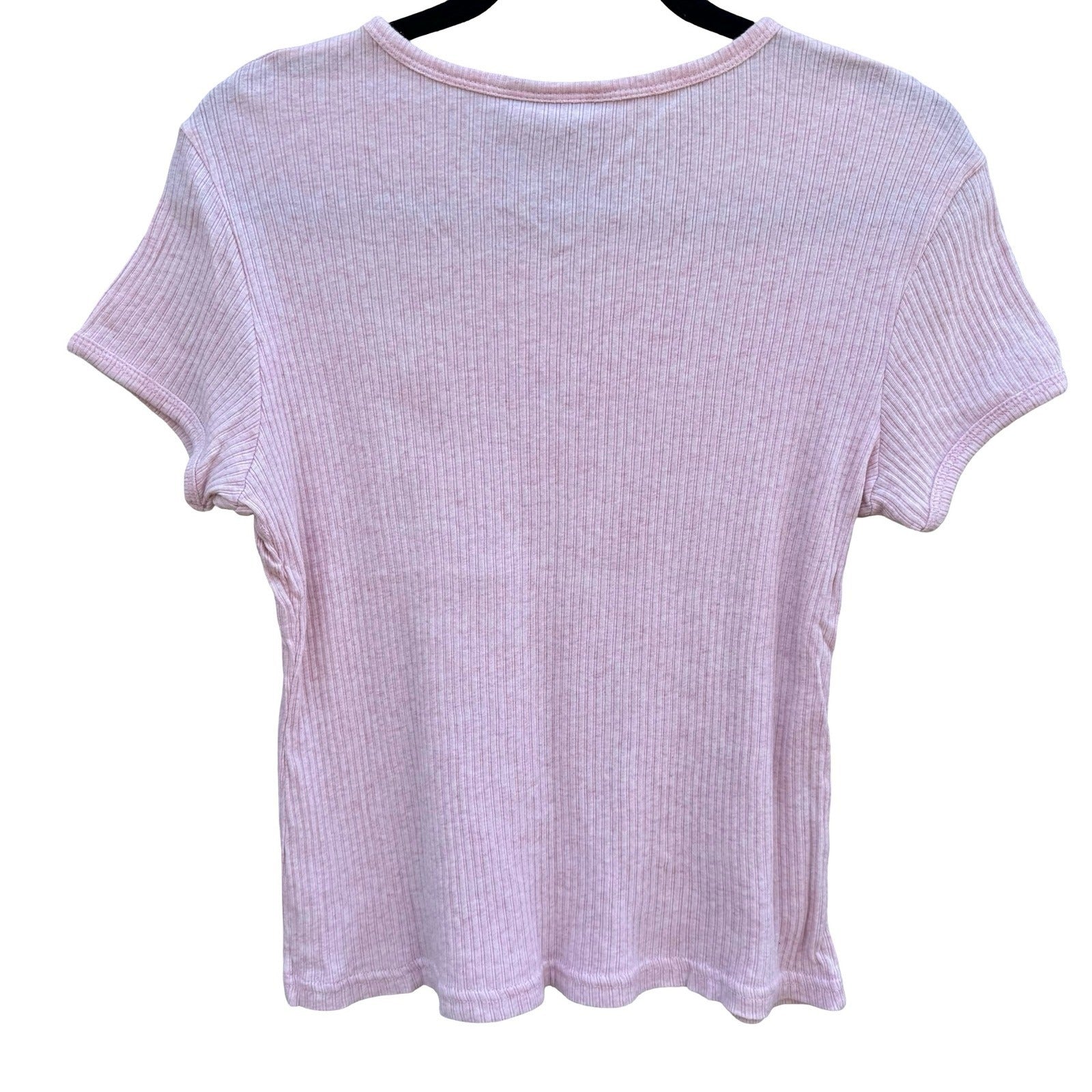 Ent 90s Y2K Pastel Pink Ribbed Baby Tee Short Sleeve Top XL Soft Girl Balletcore