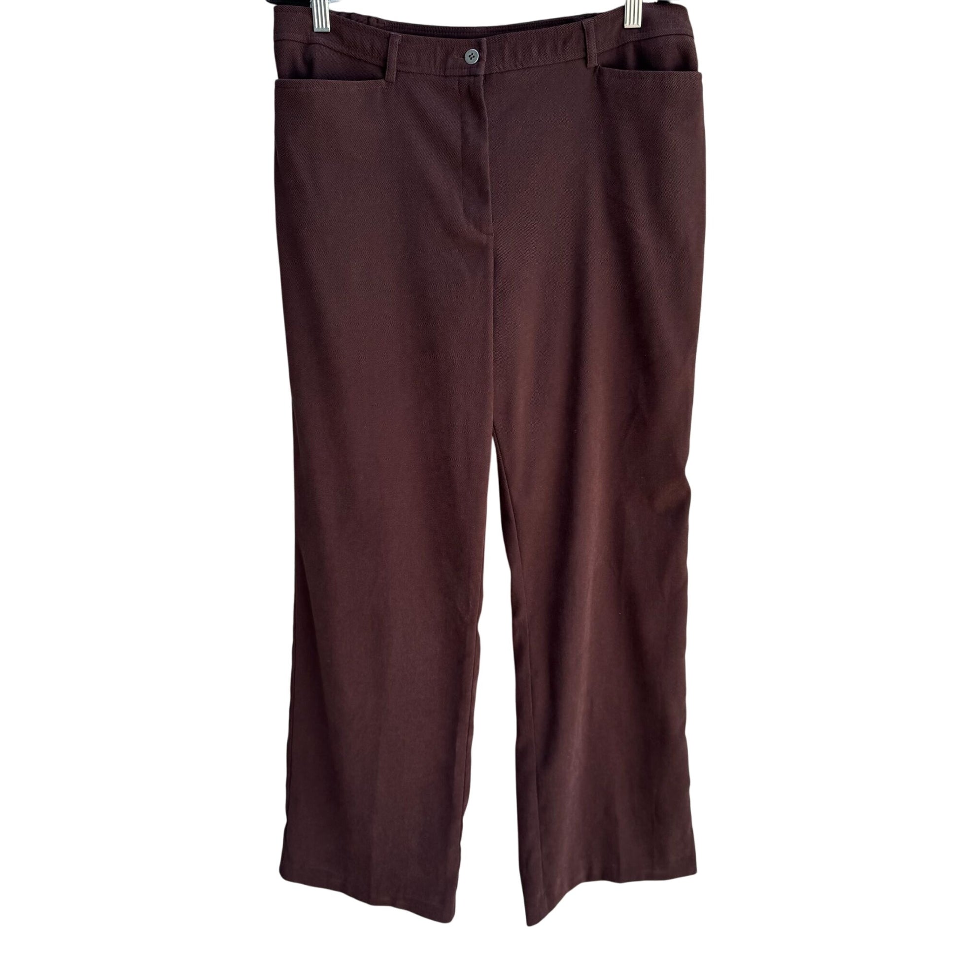 Coldwater Creek Vintage Womens Brown Straight Leg Stretch Flat Front Pants 16