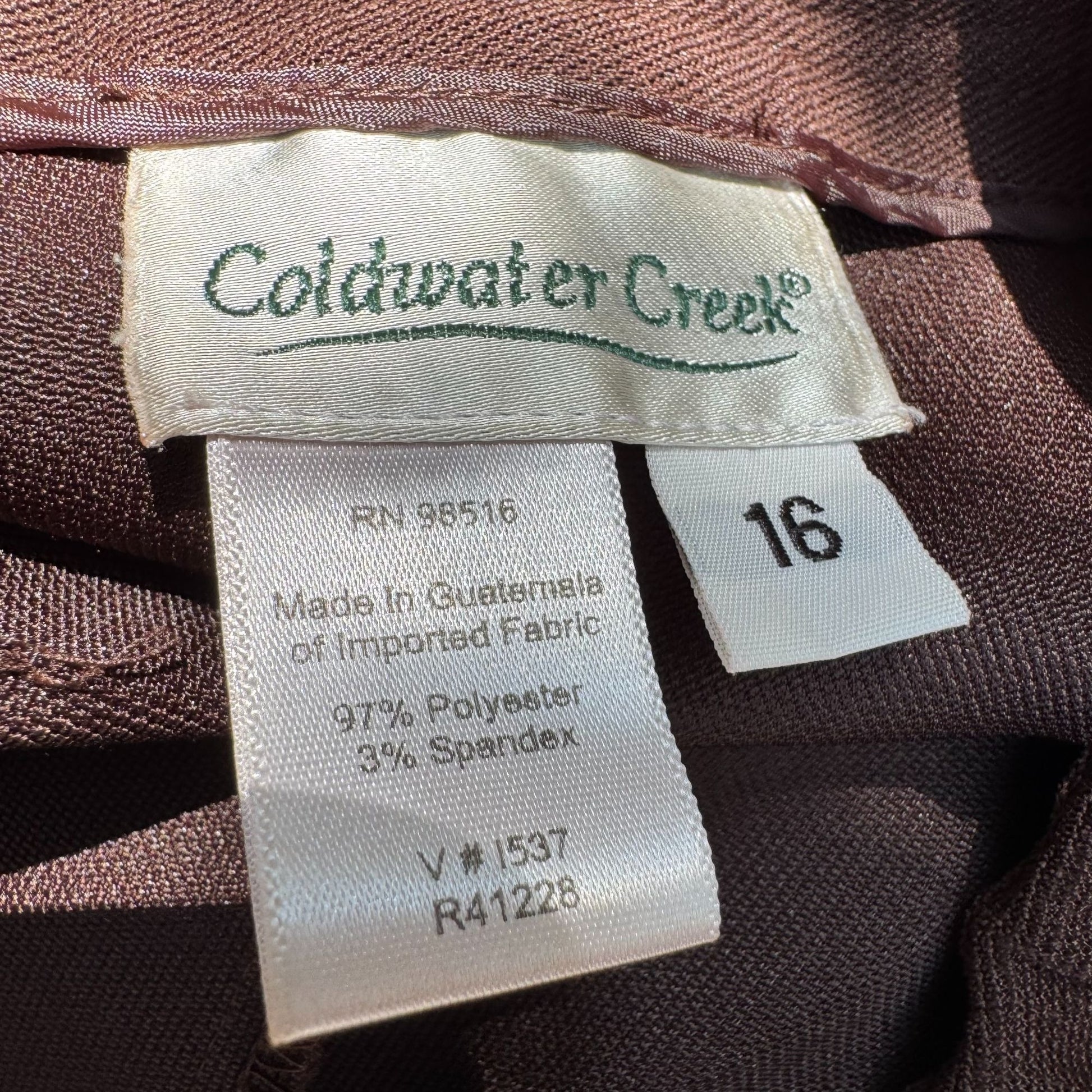 Coldwater Creek Vintage Womens Brown Straight Leg Stretch Flat Front Pants 16