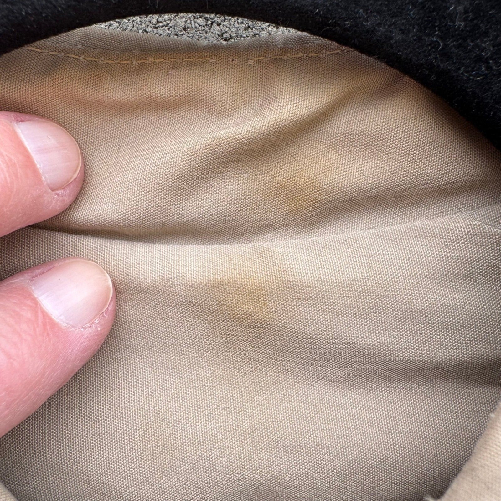 Vintage Khaki Trench Coat Mens Overcoat Hidden Button Striped Lining Mid Length