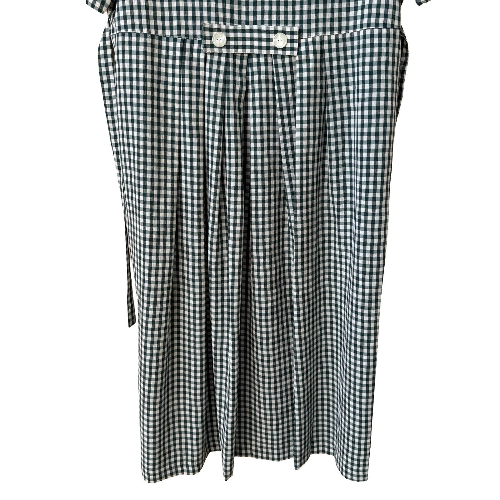 Miss Dorby Vintage Green Gingham Midi Dress Peter Pan Collar Short Sleeve Sze 16