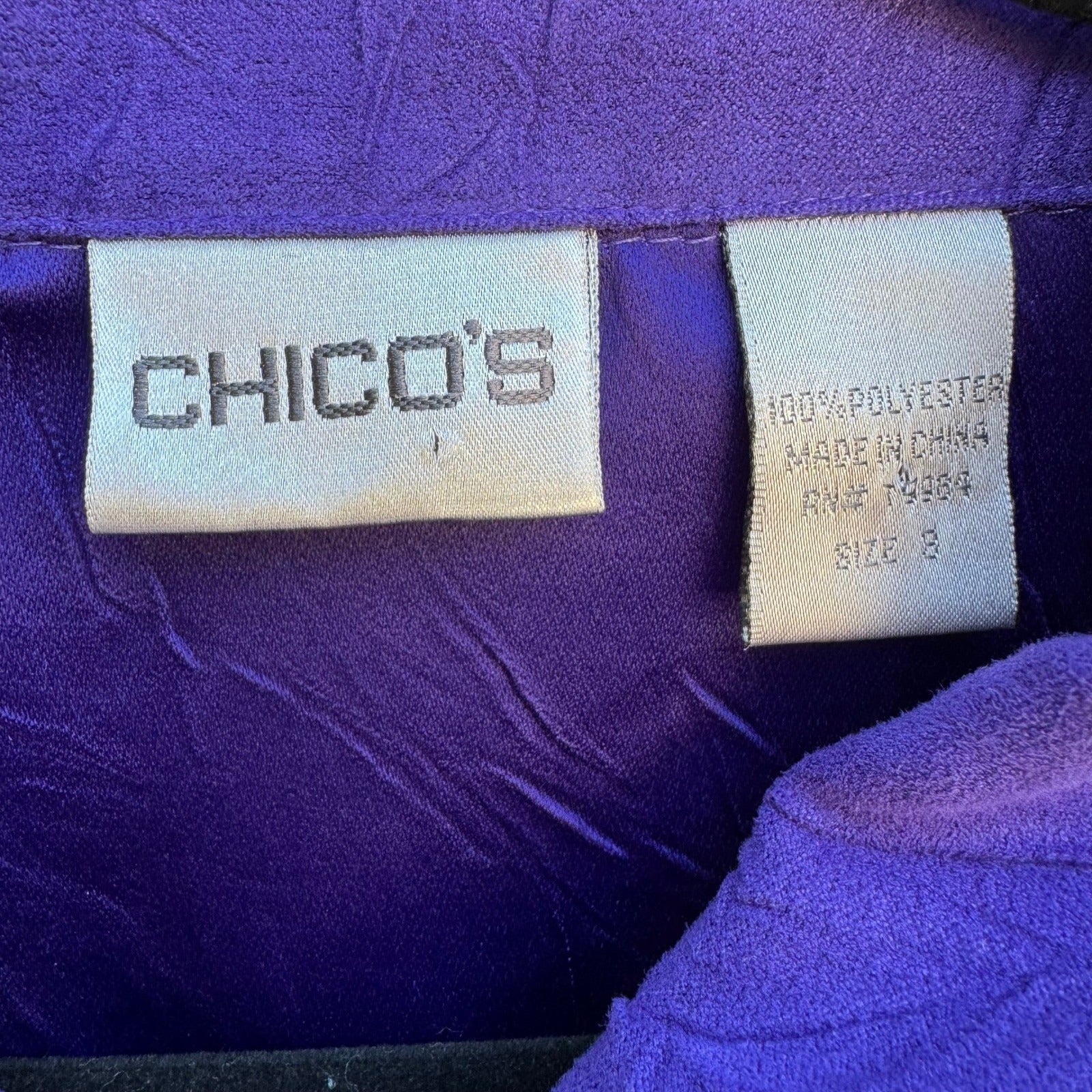 Chicos Artsy Lagenlook Professional Jewel Tone Purple Crinkle Texture Jacket XL