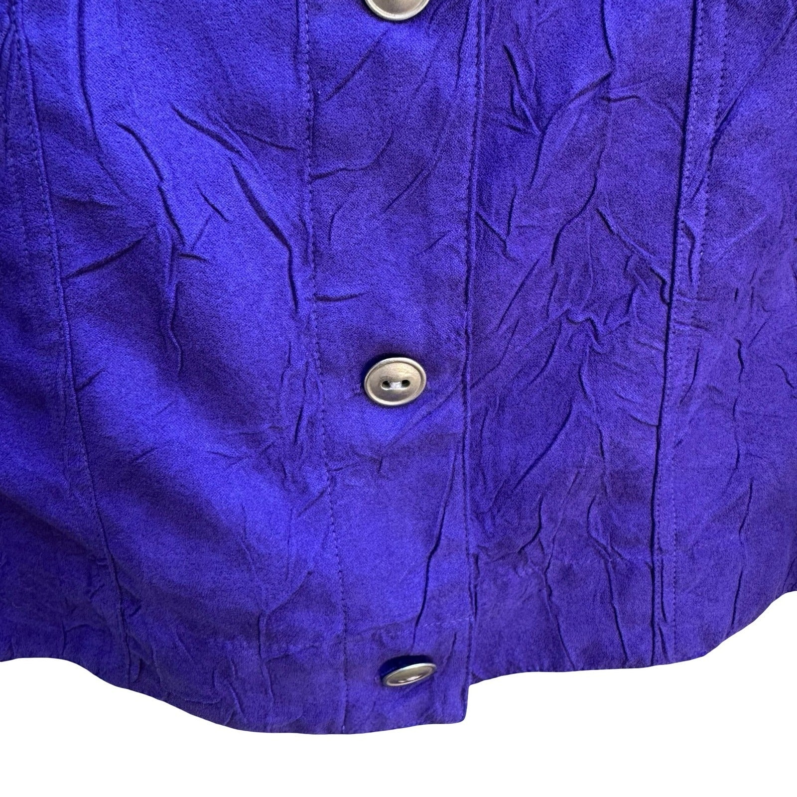 Chicos Artsy Lagenlook Professional Jewel Tone Purple Crinkle Texture Jacket XL