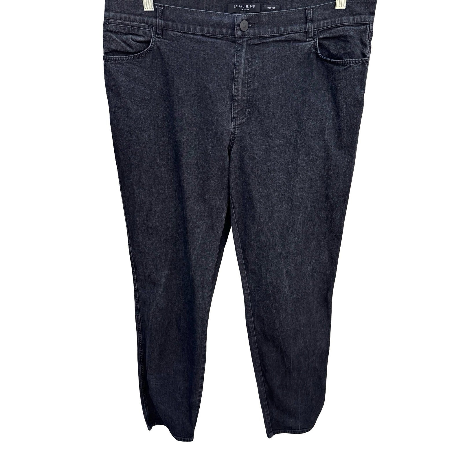Lafayette 148 New York Mercer Slim Leg Jeans Charcoal Grey Womens 14 Stretch