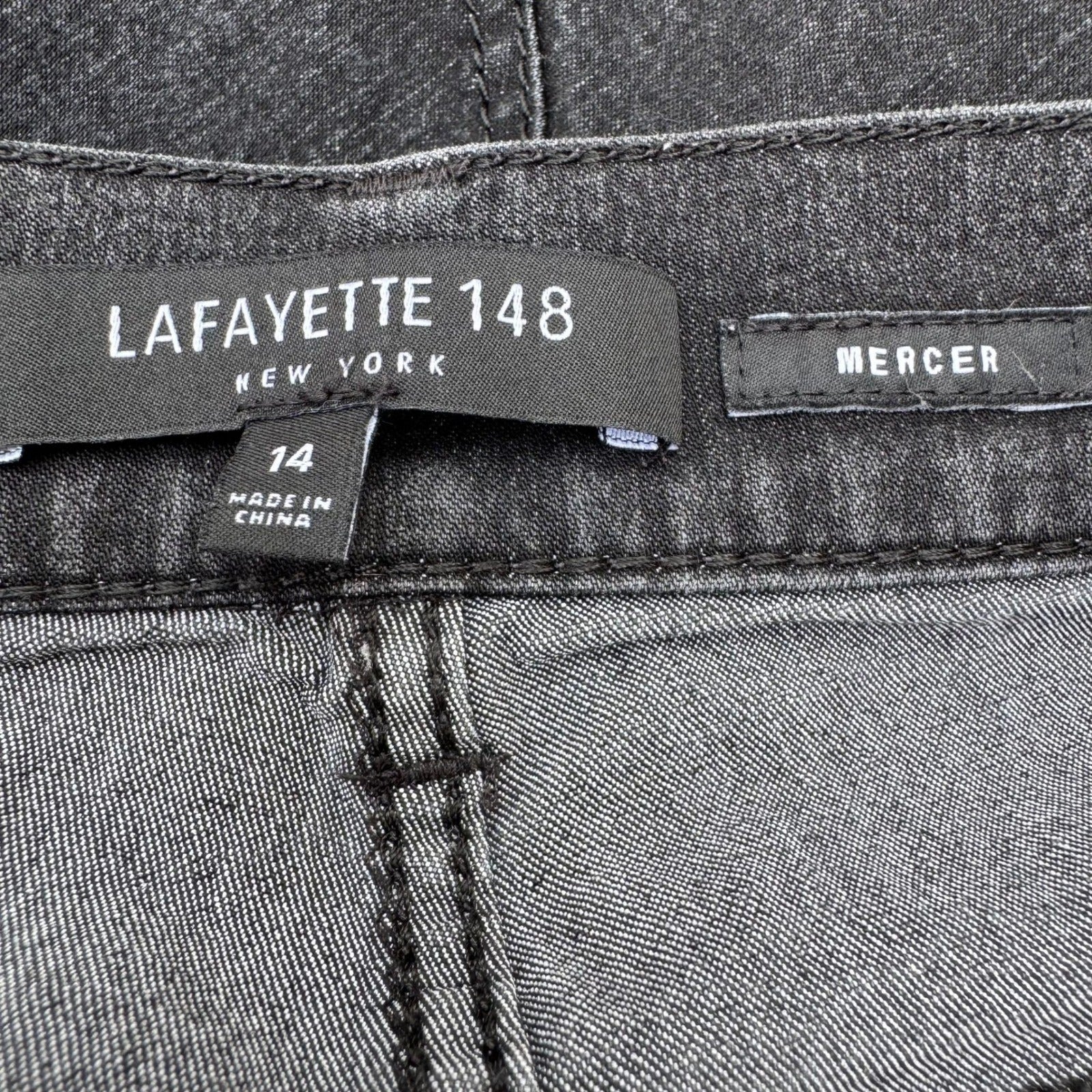 Lafayette 148 New York Mercer Slim Leg Jeans Charcoal Grey Womens 14 Stretch