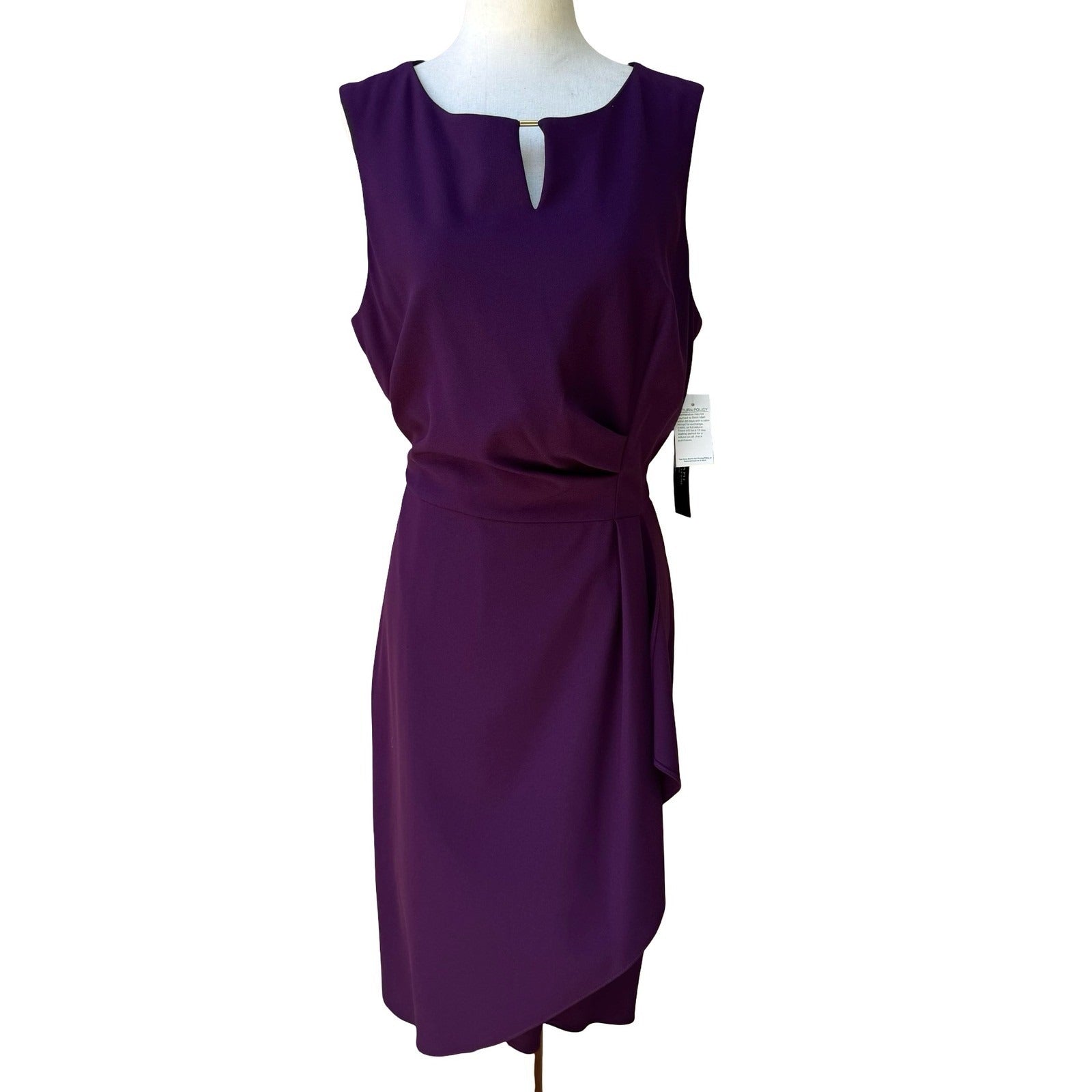 Tahari Arthur S. Levine Minimalist Professional Keyhole Sheath Dress Plum 14 NEW