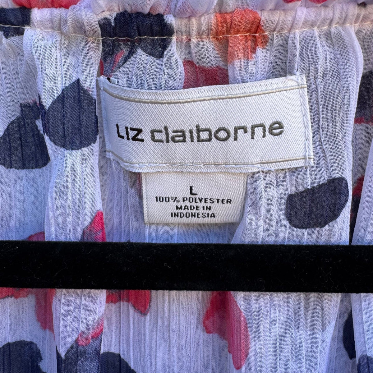 Liz Claiborne Feminine Sleeveless Ruffle Neck Abstract Petal Print Blouse L