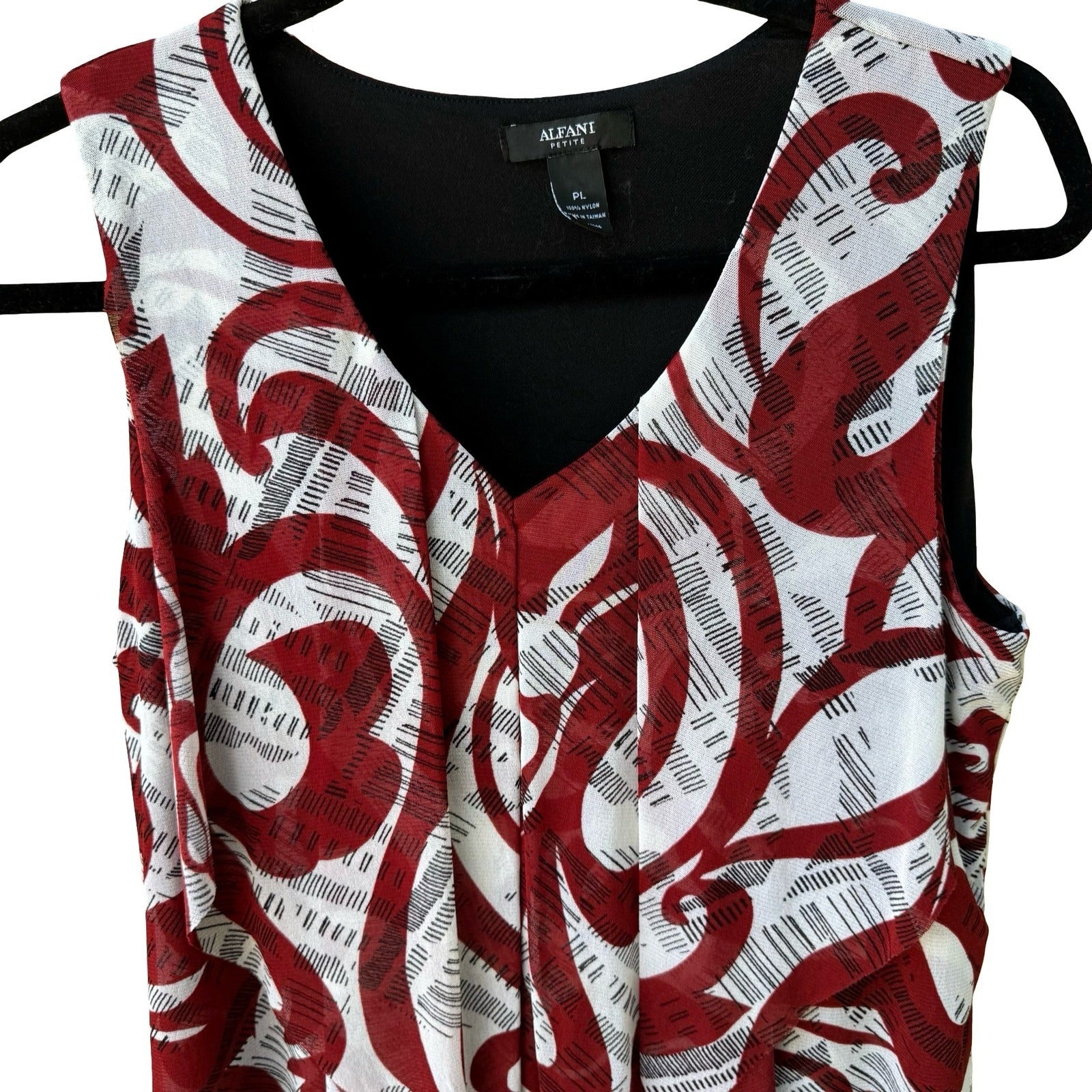 Alfani Careerwear Professional Mesh Abstract Swirl Tiered Ruffle Flowy Blouse L