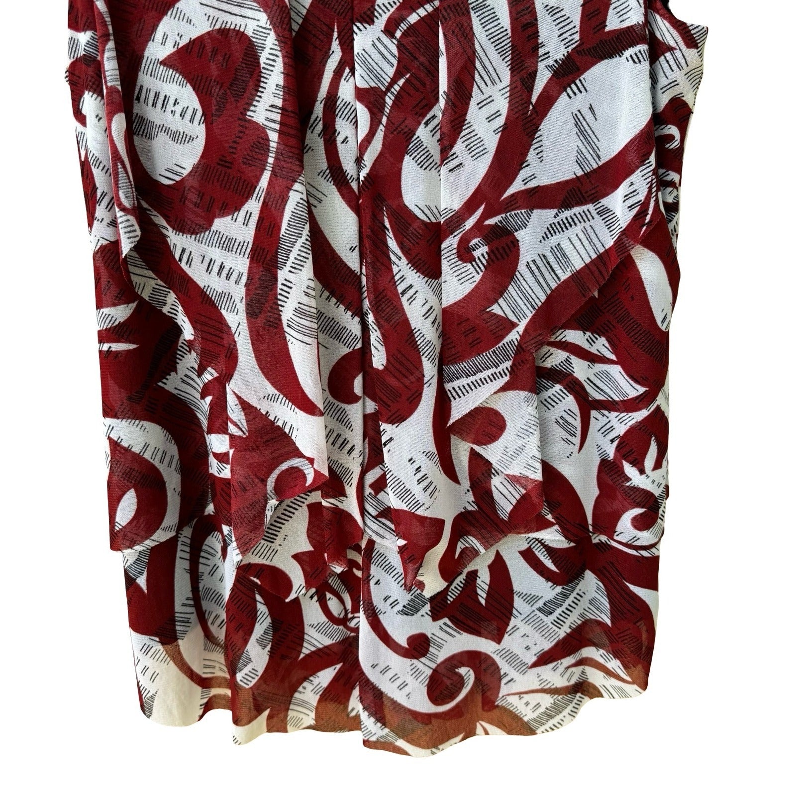 Alfani Careerwear Professional Mesh Abstract Swirl Tiered Ruffle Flowy Blouse L