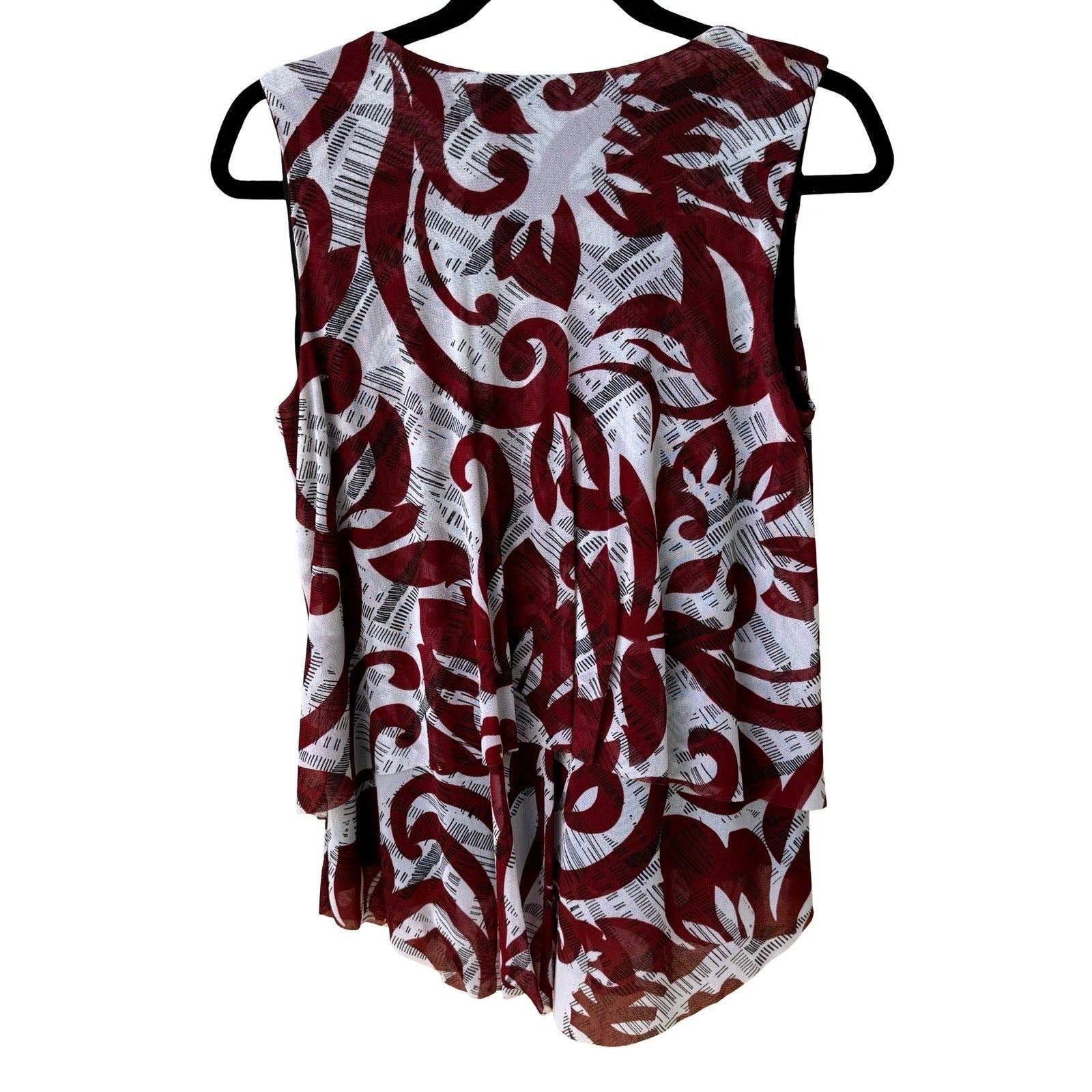 Alfani Careerwear Professional Mesh Abstract Swirl Tiered Ruffle Flowy Blouse L